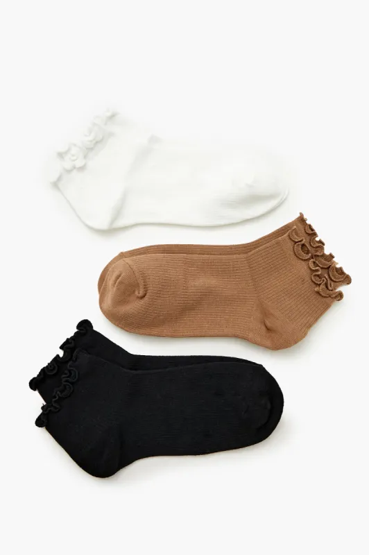 Ribbed Lettuce Edge Ankle Socks (3 Pack) sold by Urban Planet