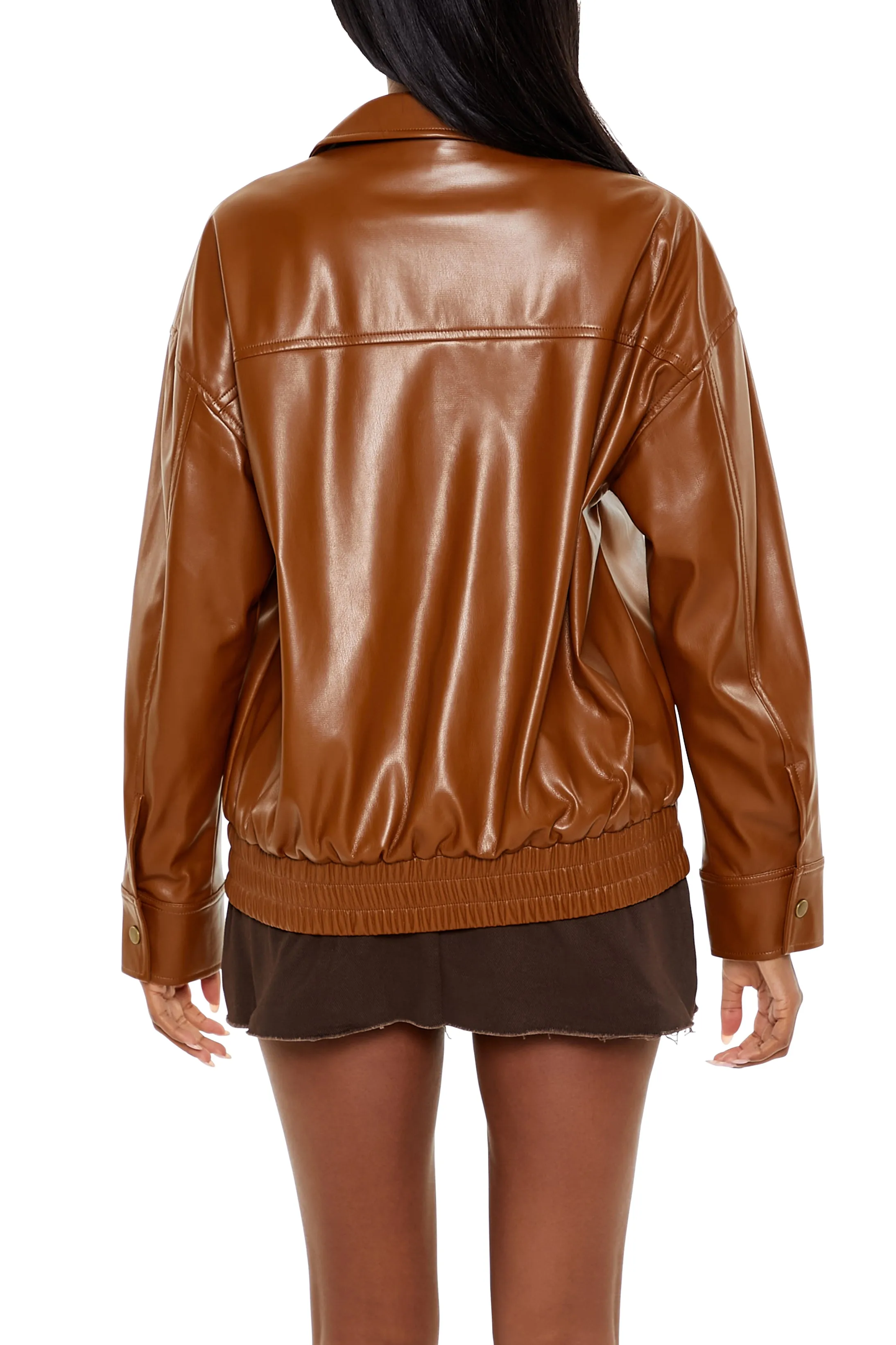 Faux Leather Zip-Up Bomber Jacket sold by Urban Planet product image thumbnail 2