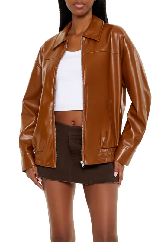 Blouson aviateur en similicuir avec fermeture à glissière sold by Urban Planet