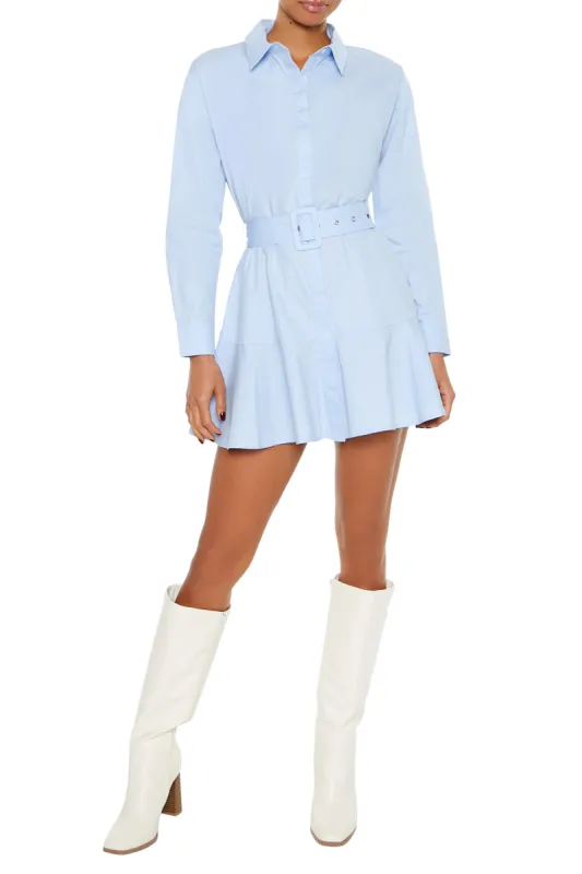 Minirobe-chemisier en popeline avec ceinture sold by Urban Planet