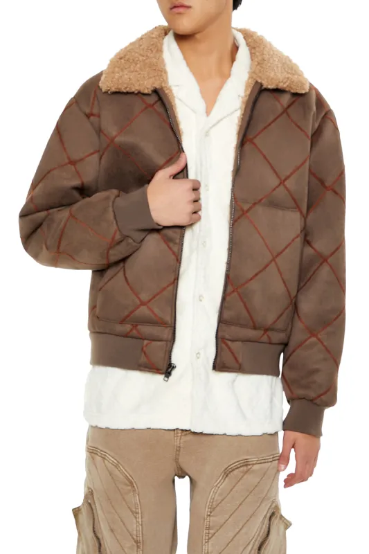 Quilted Faux-Shearling Lined Jacket sold by Urban Planet