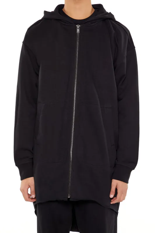 Washed French Terry Extended Zip-Up Hoodie sold by Urban Planet
