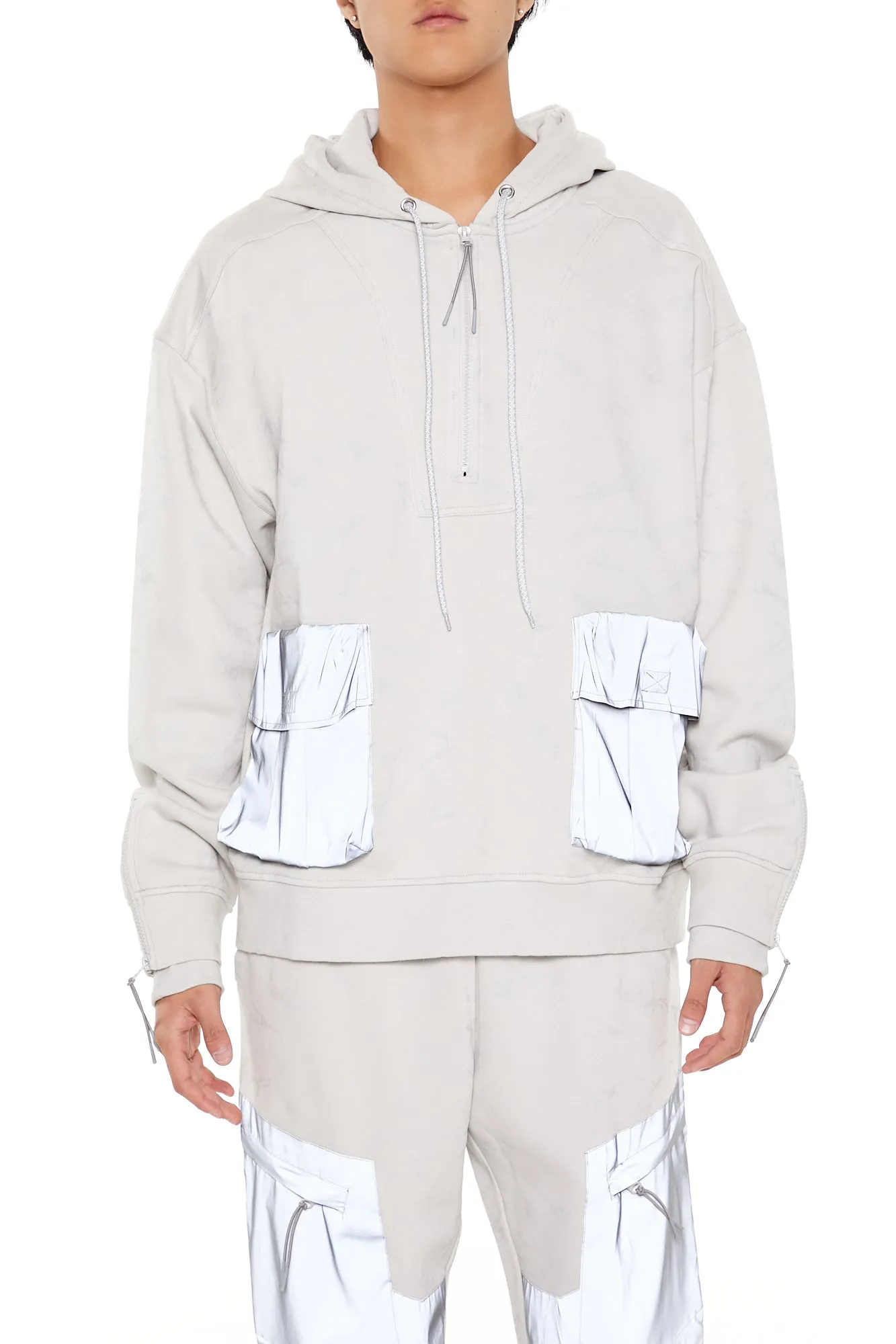 Washed Fleece Mixed Media Hoodie sold by Urban Planet