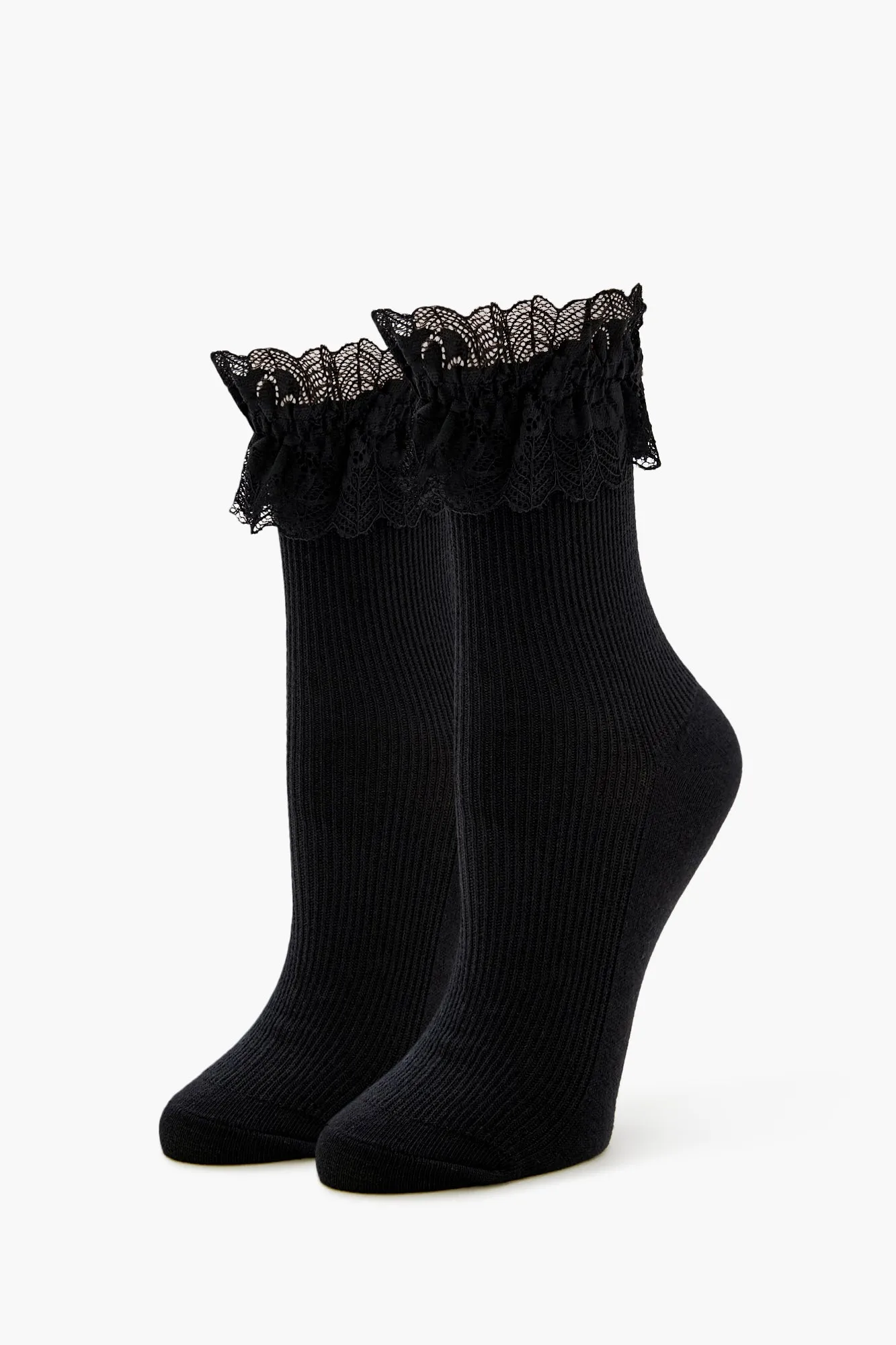 Ribbed Lace Trim Crew Socks sold by Urban Planet product image thumbnail 2