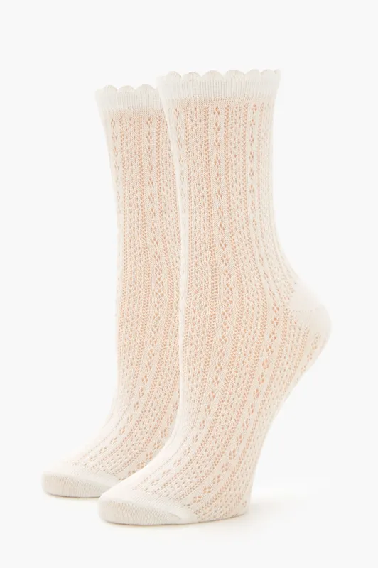 Pointelle Knit Crew Socks sold by Urban Planet