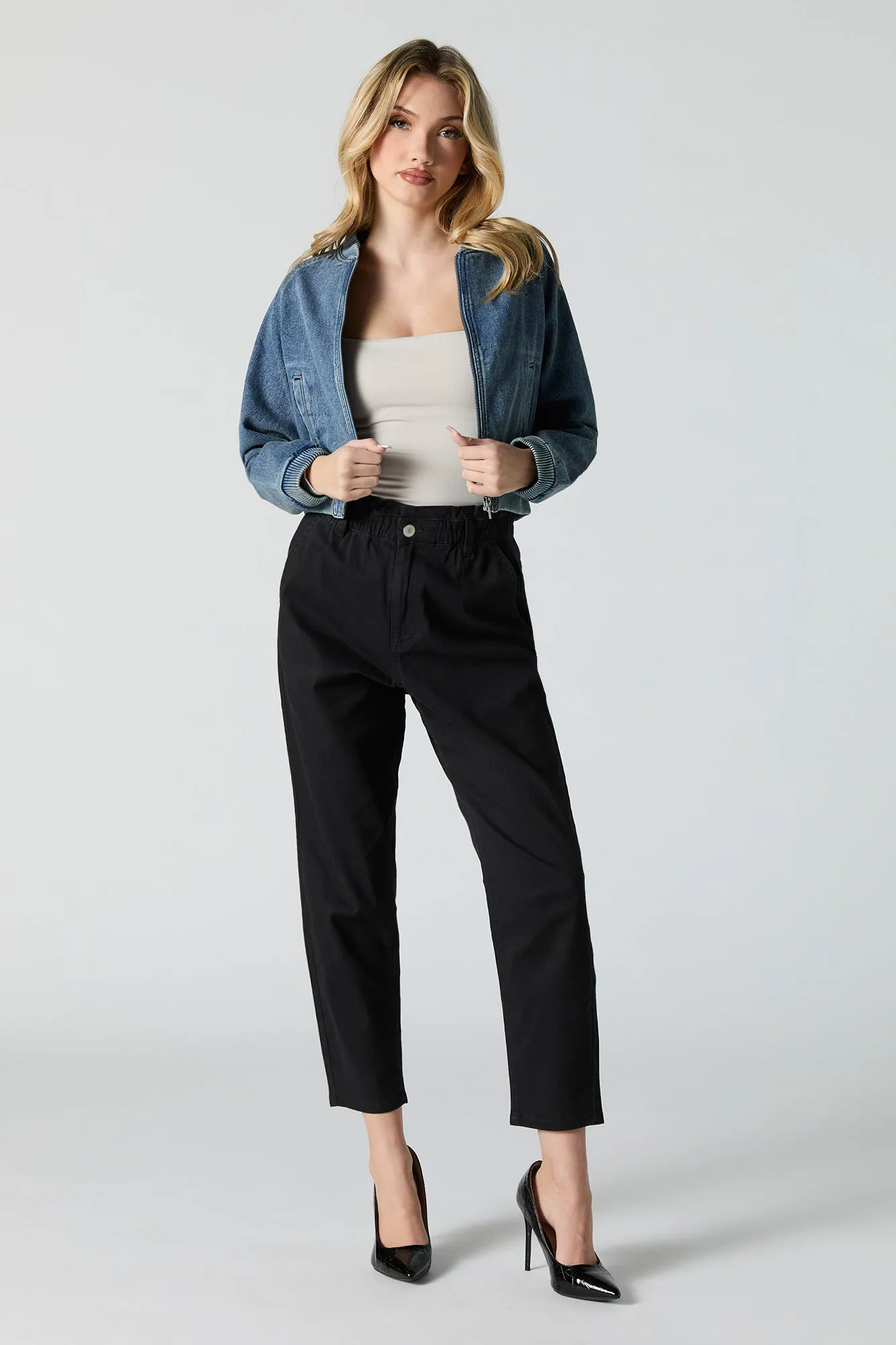 Cropped Denim Bomber Jacket sold by Urban Planet product image thumbnail 3