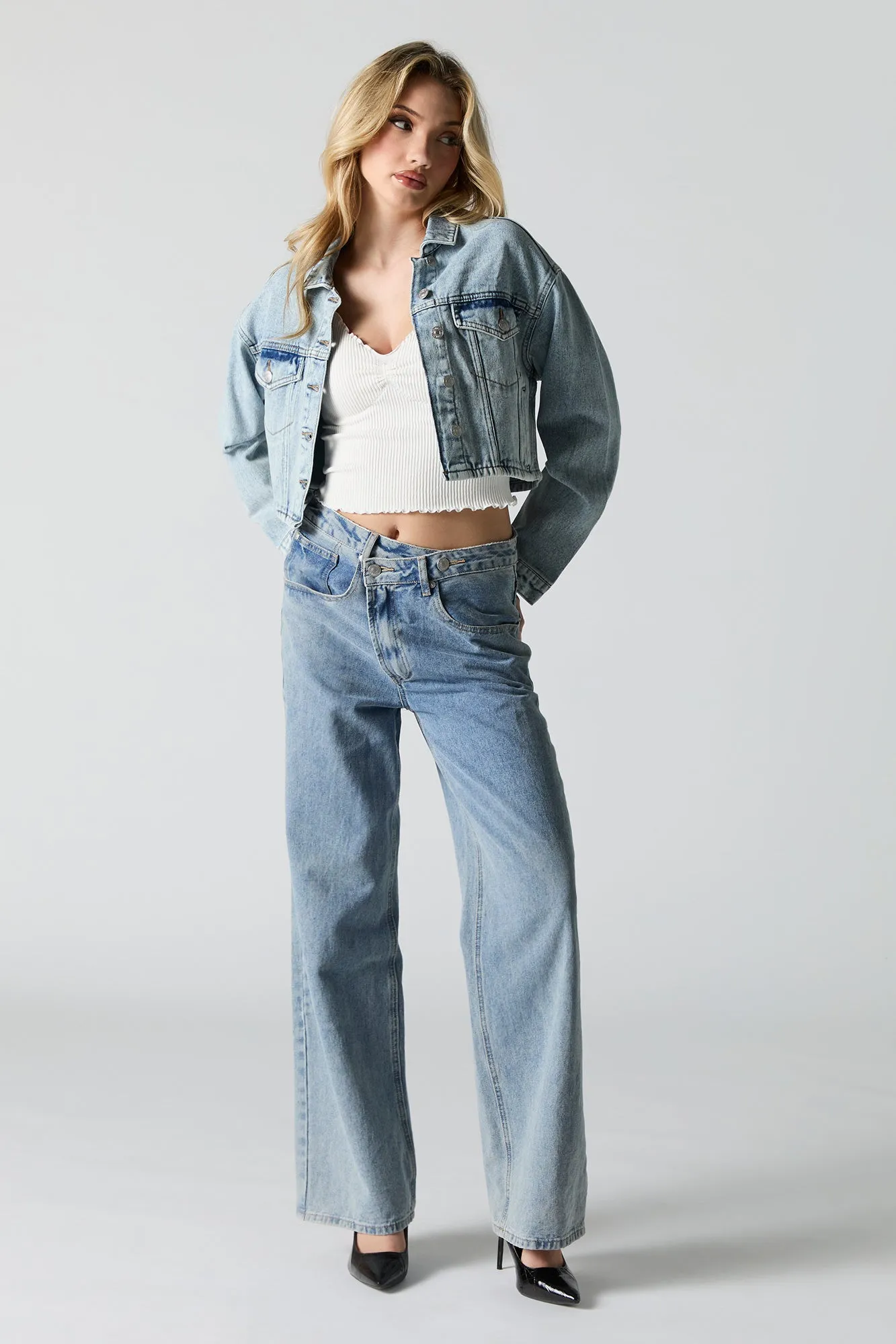 Cropped Denim Jacket sold by Urban Planet product image thumbnail 3