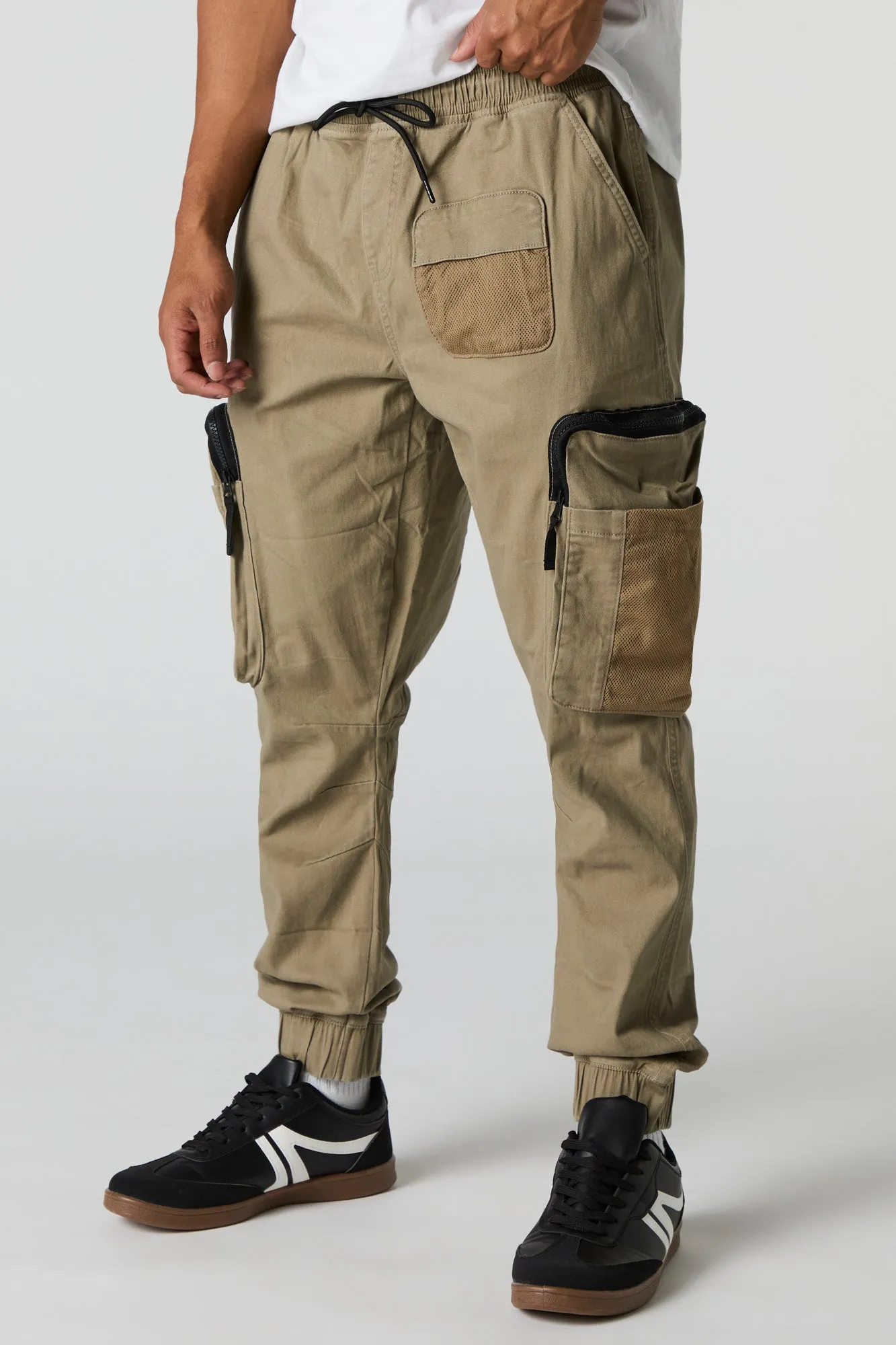 Zipper Mesh Pocket Cargo Jogger sold by Urban Planet