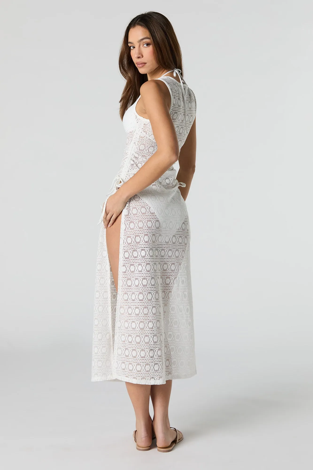 Crochet Side Slit Midi Dress Cover Up sold by Urban Planet product image thumbnail 3