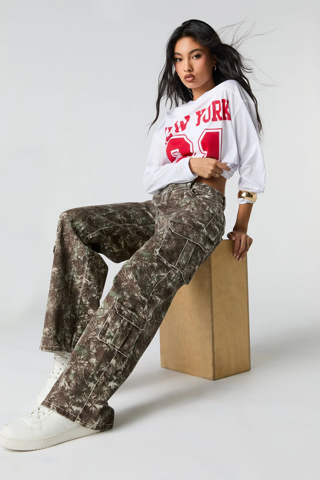 Stretch Denim Straight Leg Cargo Jean sold by Urban Planet