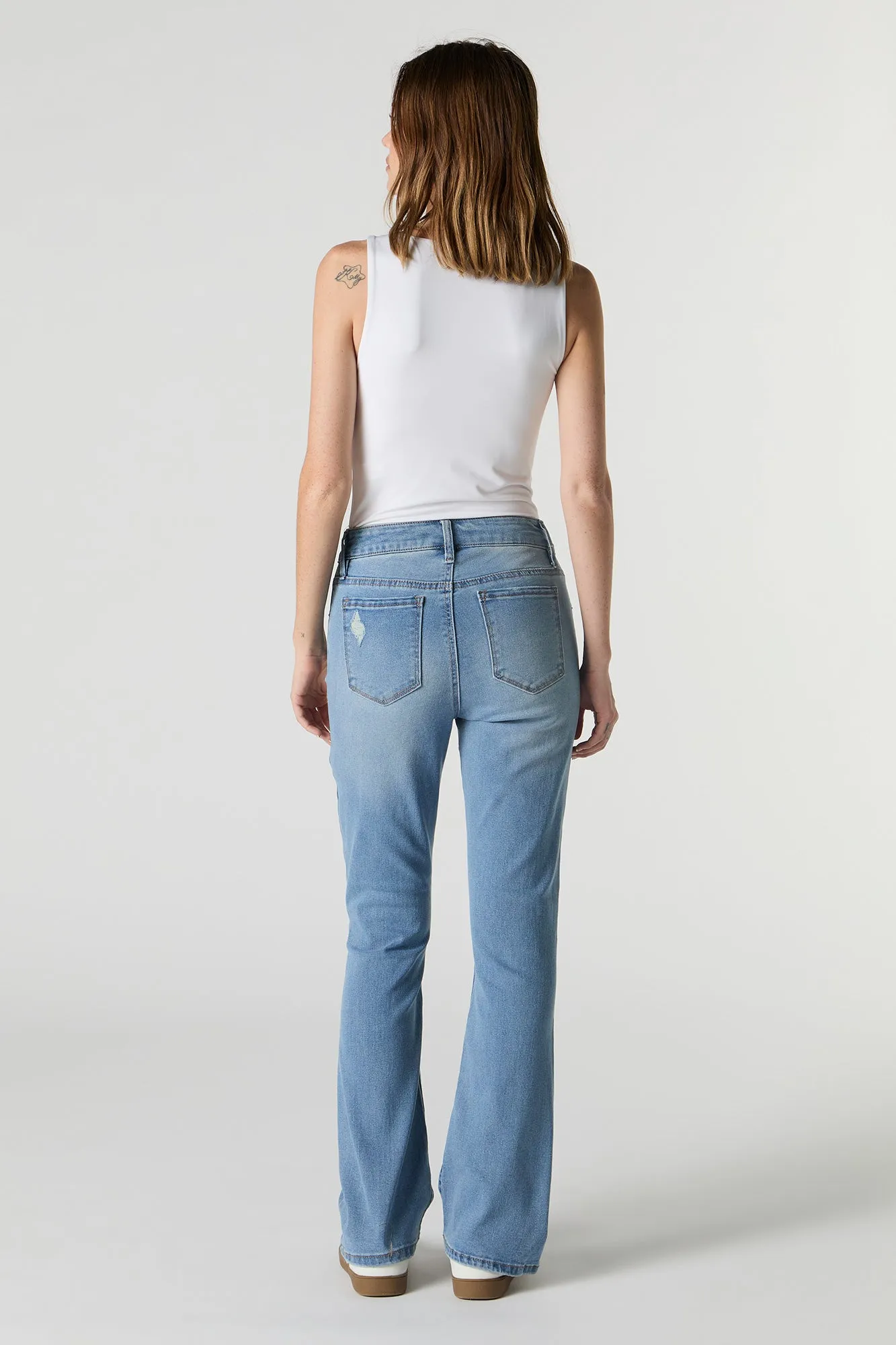 Medium Wash Distressed Flare Jean sold by Urban Planet product image thumbnail 3