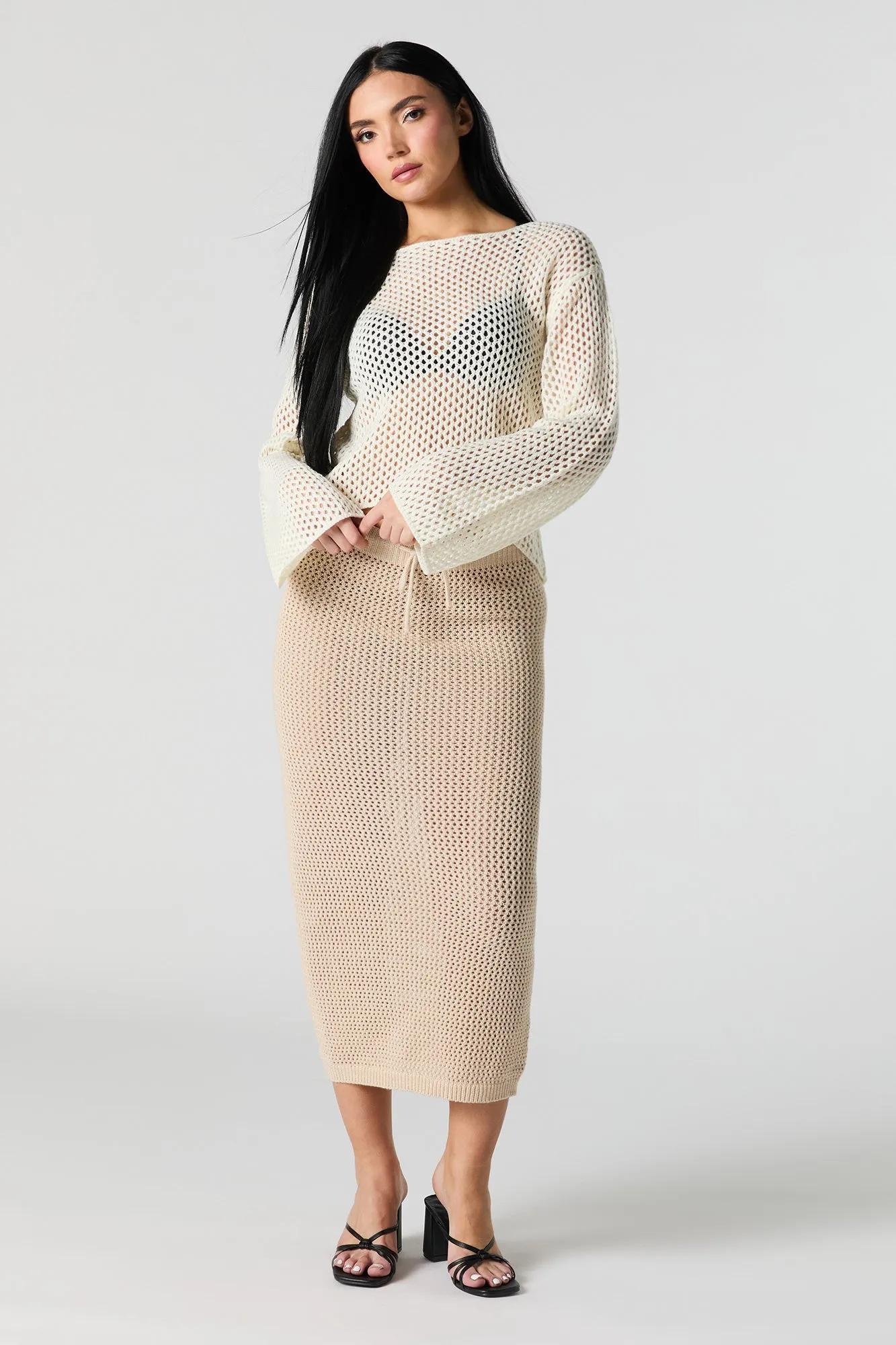 Chandail en tricot ajouré avec col bateau sold by Urban Planet product image thumbnail 3