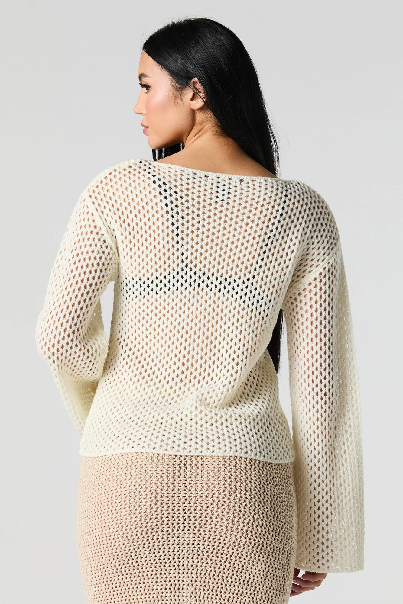 Chandail en tricot ajouré avec col bateau sold by Urban Planet product image thumbnail 2