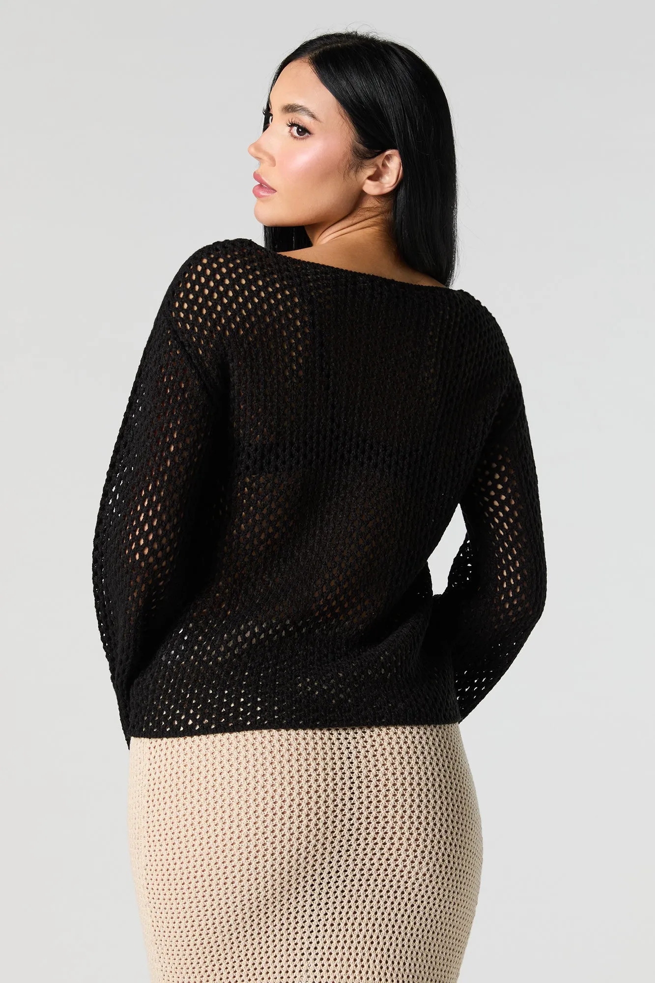 Chandail en tricot ajouré avec col bateau sold by Urban Planet product image thumbnail 5