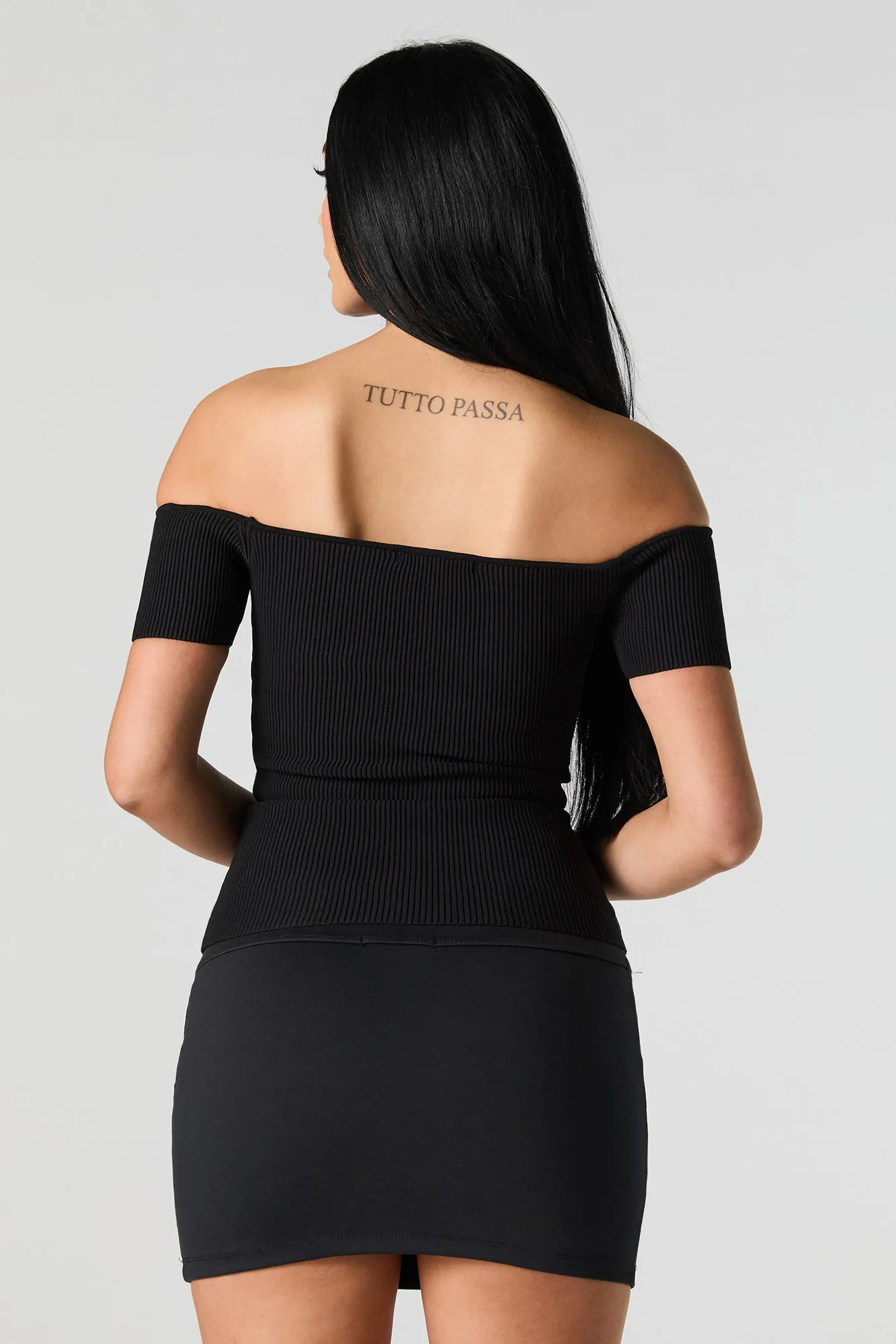 Ribbed Knit Off Shoulder Short Sleeve Top sold by Urban Planet product image thumbnail 5