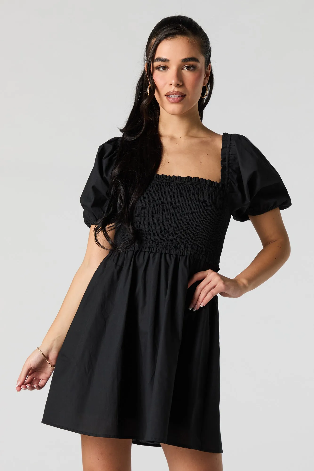 Minirobe smockée à manches bouffantes sold by Urban Planet product image thumbnail 4