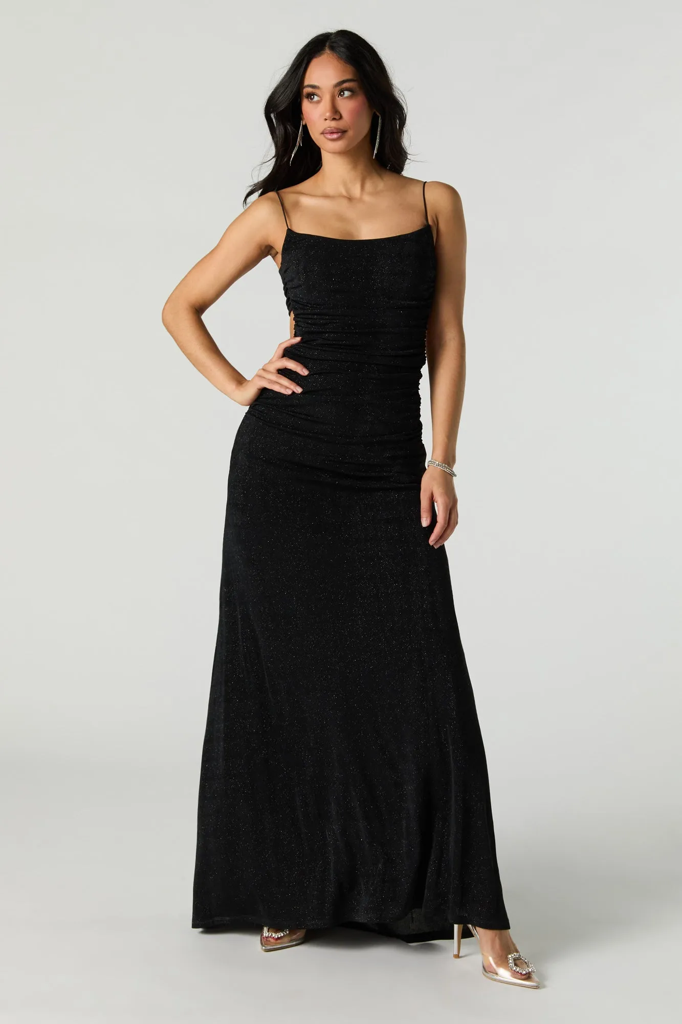 Sparkle Ruched Cut-Out Back Maxi Dress sold by Urban Planet product image thumbnail 4