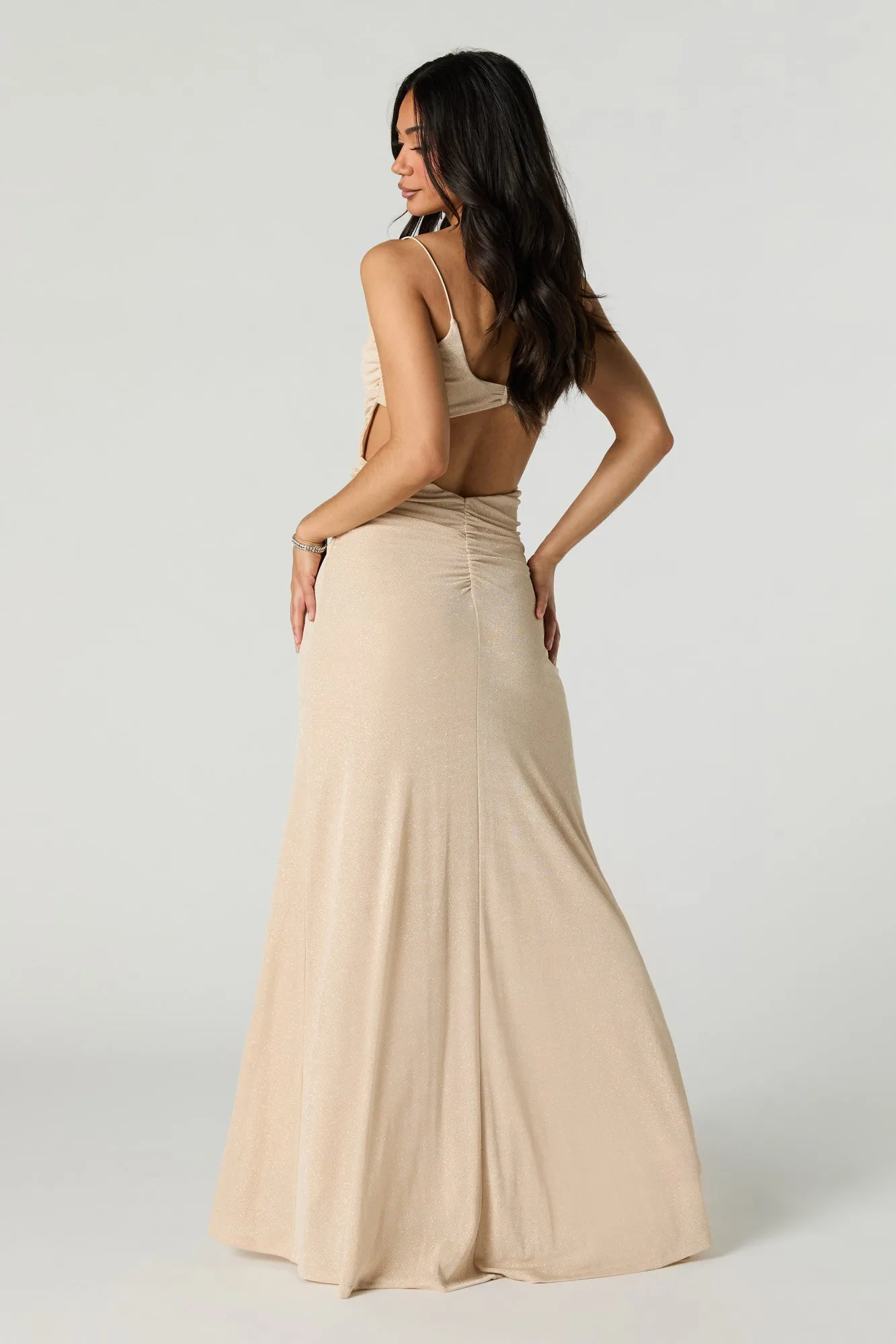 Sparkle Ruched Cut-Out Back Maxi Dress sold by Urban Planet product image thumbnail 3