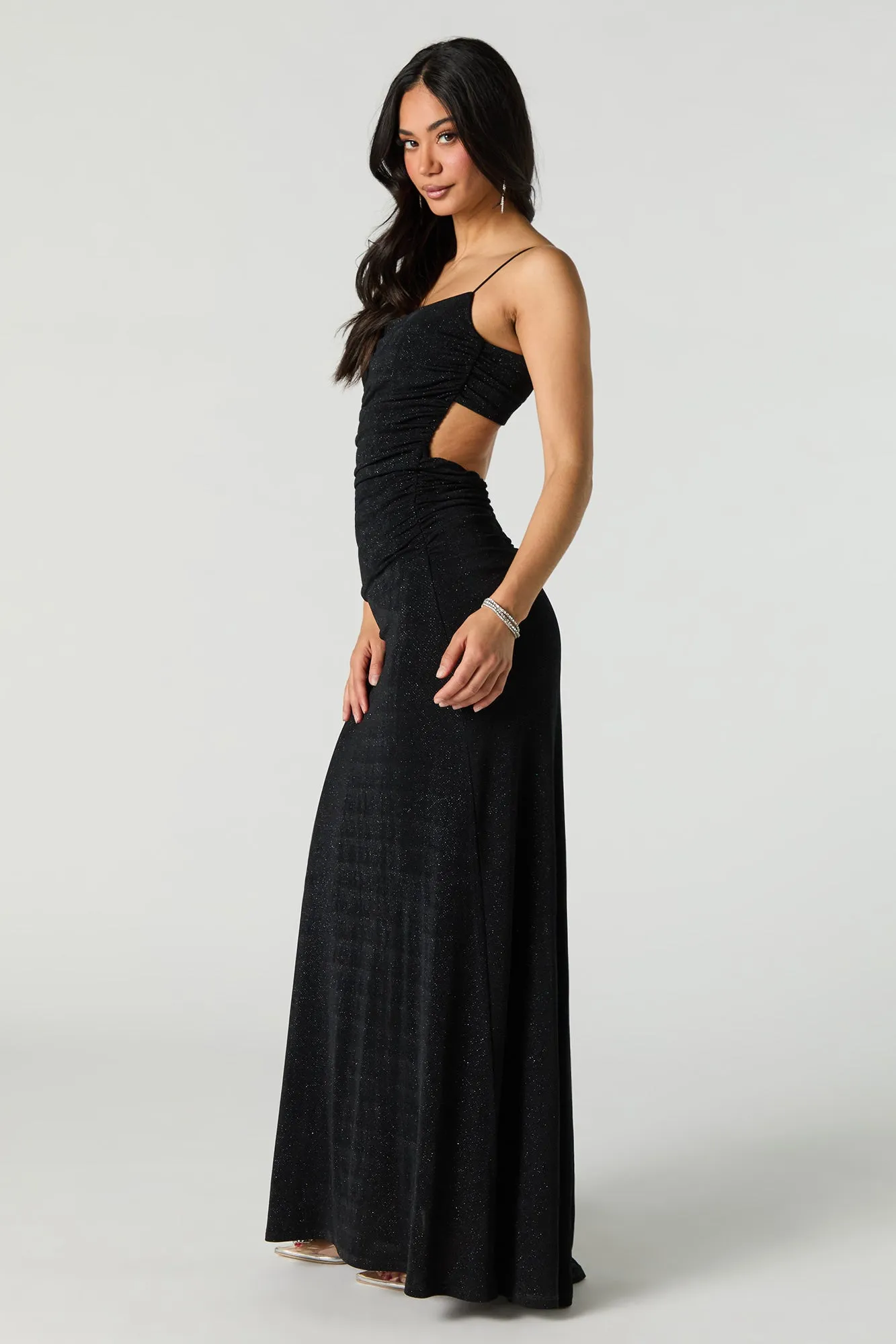 Sparkle Ruched Cut-Out Back Maxi Dress sold by Urban Planet product image thumbnail 5