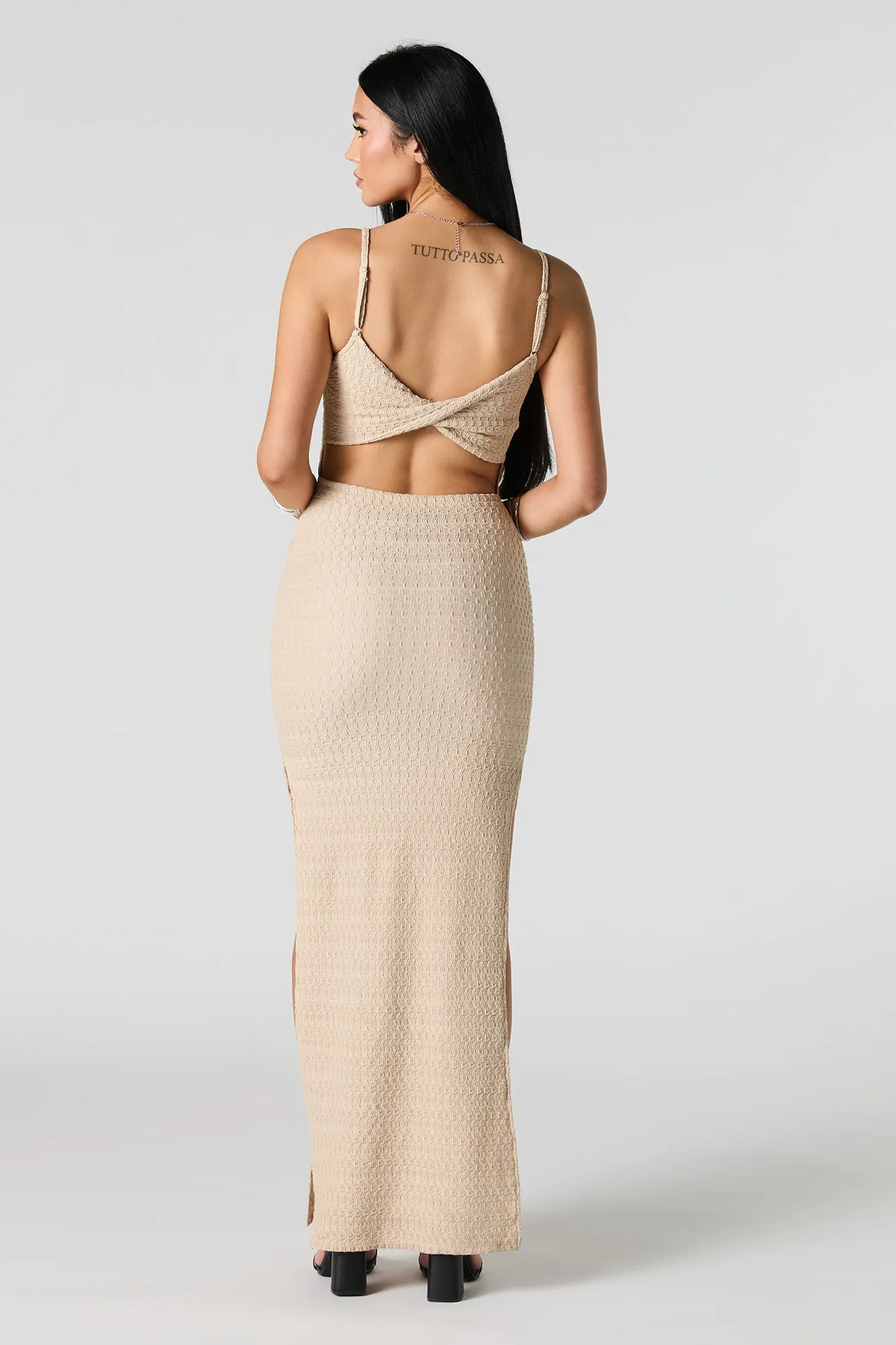 Textured Side Slit Maxi Dress sold by Urban Planet product image thumbnail 4
