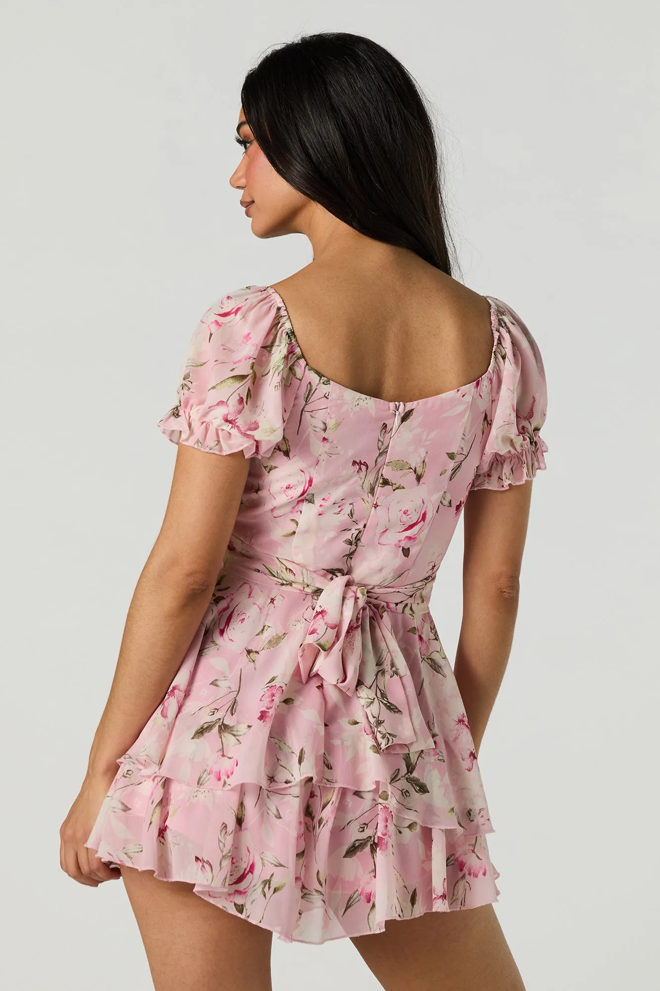 Floral Chiffon Tie Back Tiered Romper sold by Urban Planet product image thumbnail 2