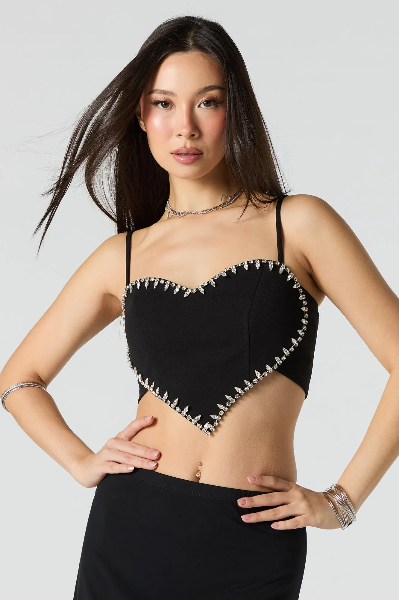 Rhinestone Heart Crop Top sold by Urban Planet