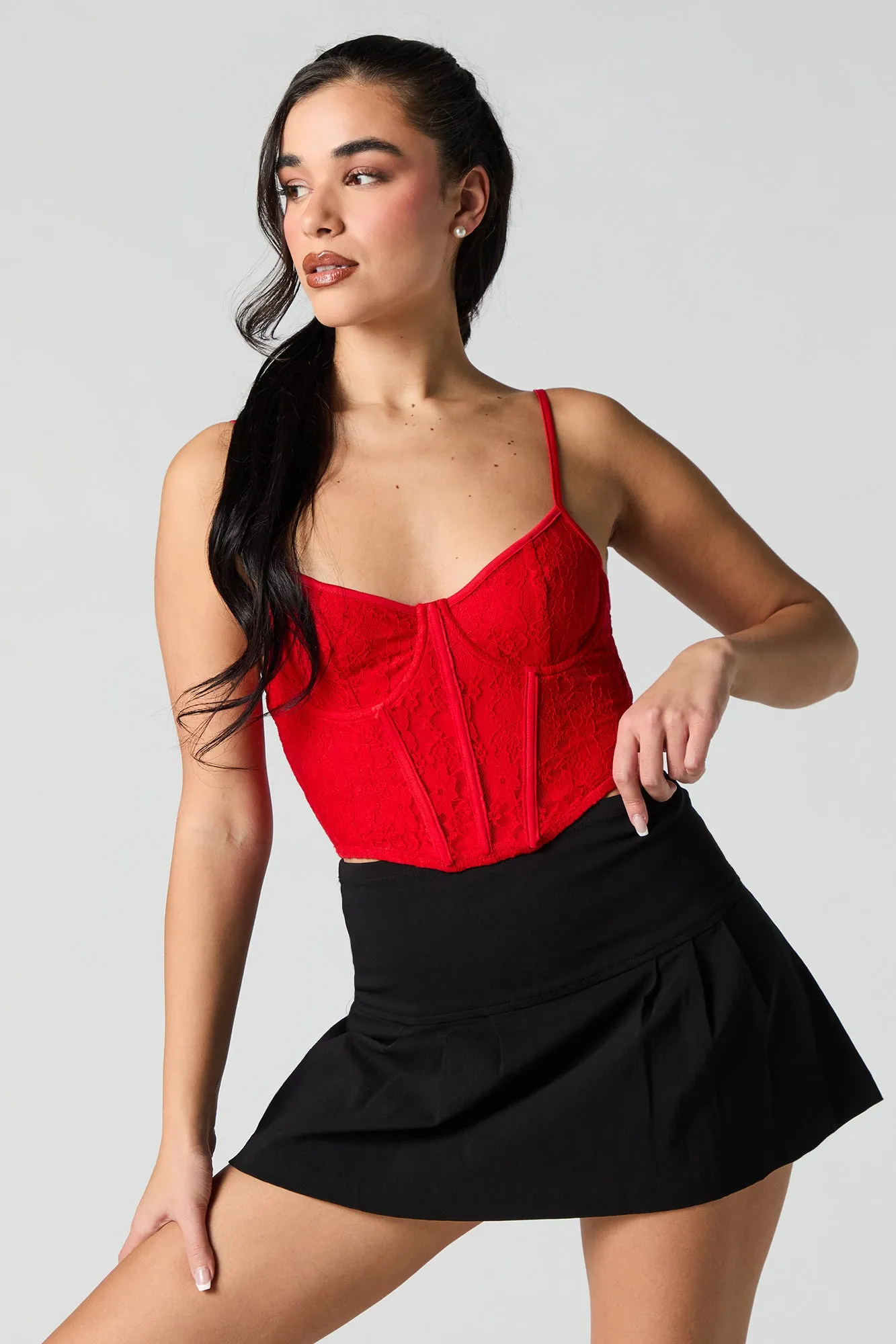 Lace Lace-Up Back Corset Top sold by Urban Planet