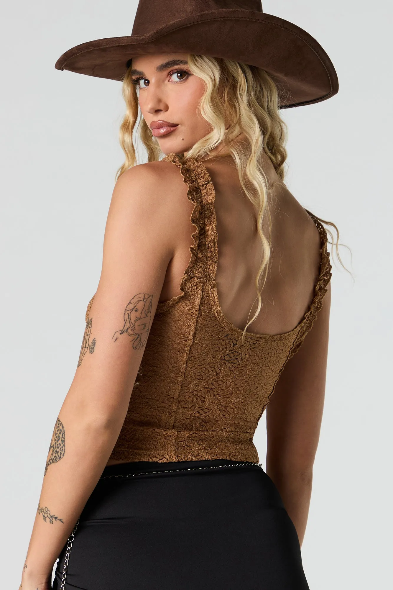 Lace Ruffle Strap Tank sold by Urban Planet product image thumbnail 2