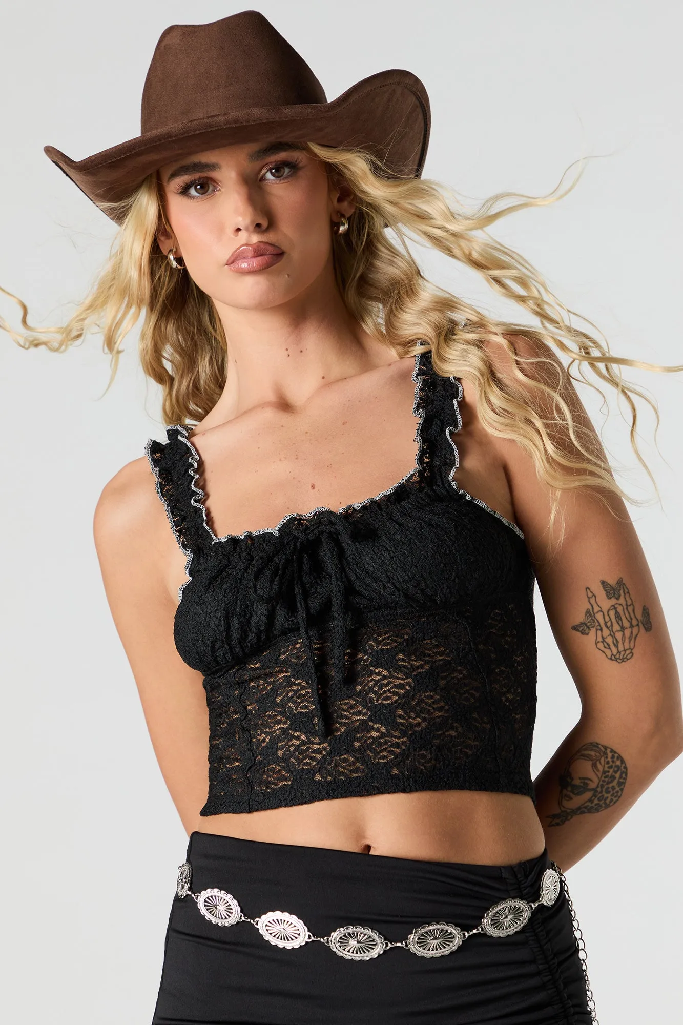 Lace Ruffle Strap Tank sold by Urban Planet product image thumbnail 4