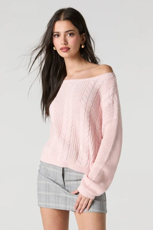 Cable Knit Off Shoulder Sweater sold by Urban Planet