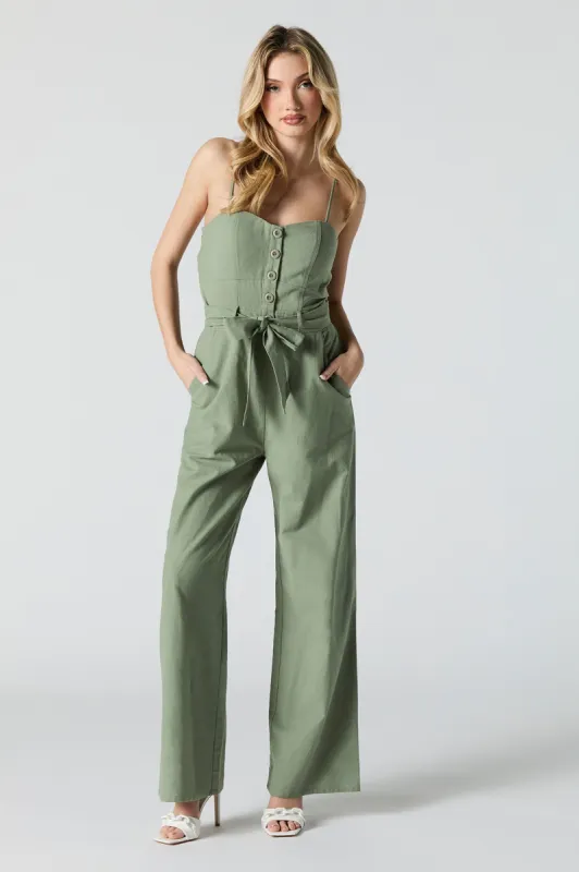 Combinaison jambe large avec ceinture et devant boutonné sold by Urban Planet