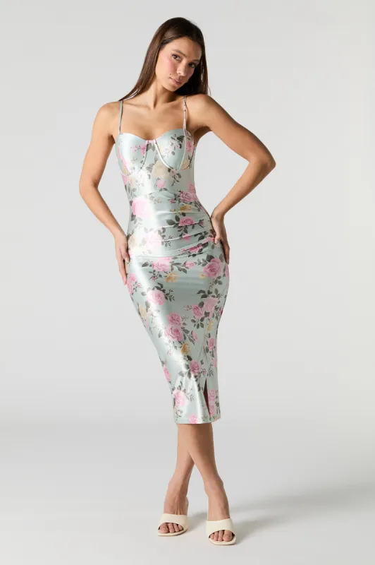 Satin Bustier Bodycon Midi Dress sold by Urban Planet