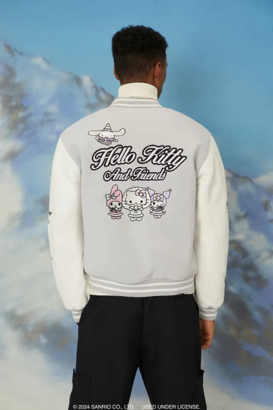 Hello Kitty & Friends Embroidered Varsity Jacket made by Forever 21