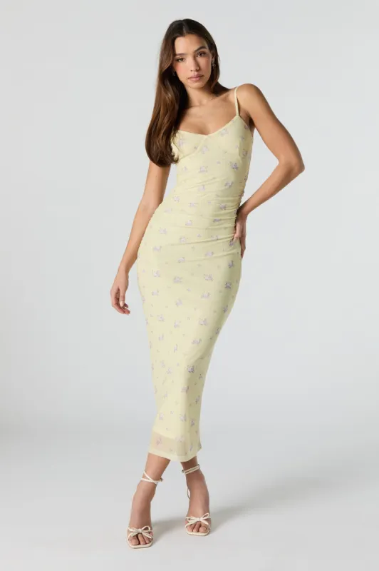 Floral Mesh Bustier Midi Dress sold by Urban Planet