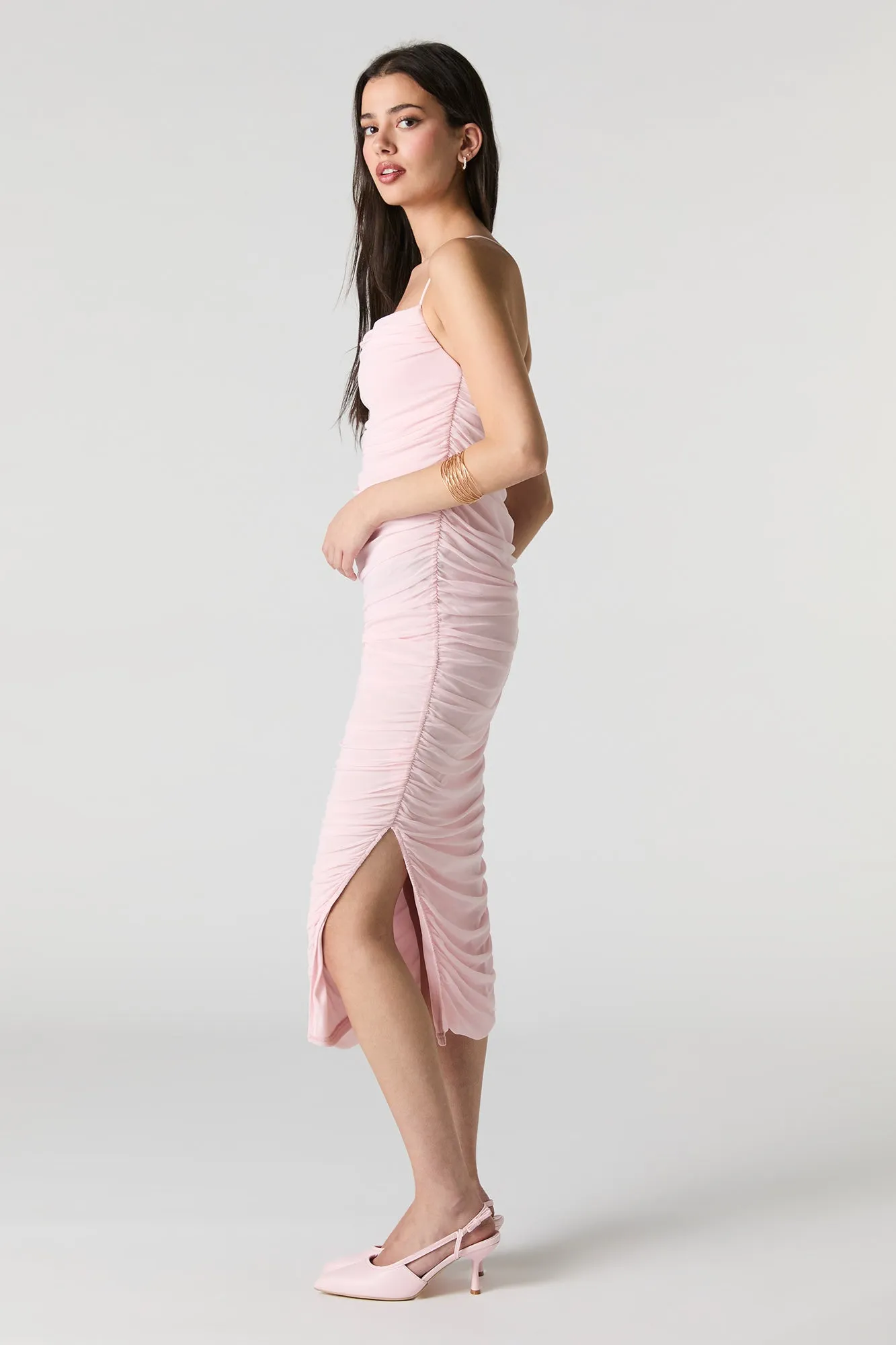 Robe midi ruchée en filet sold by Urban Planet product image thumbnail 2