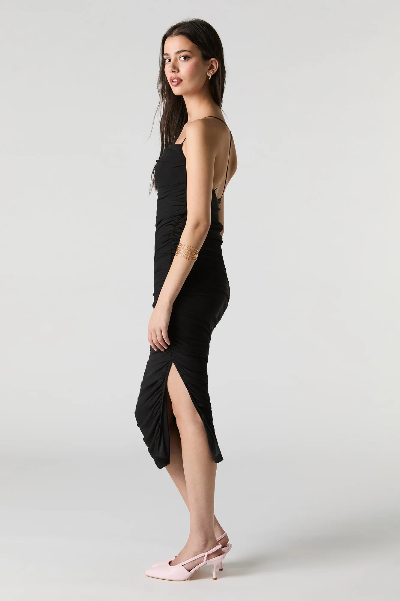 Robe midi ruchée en filet sold by Urban Planet product image thumbnail 5