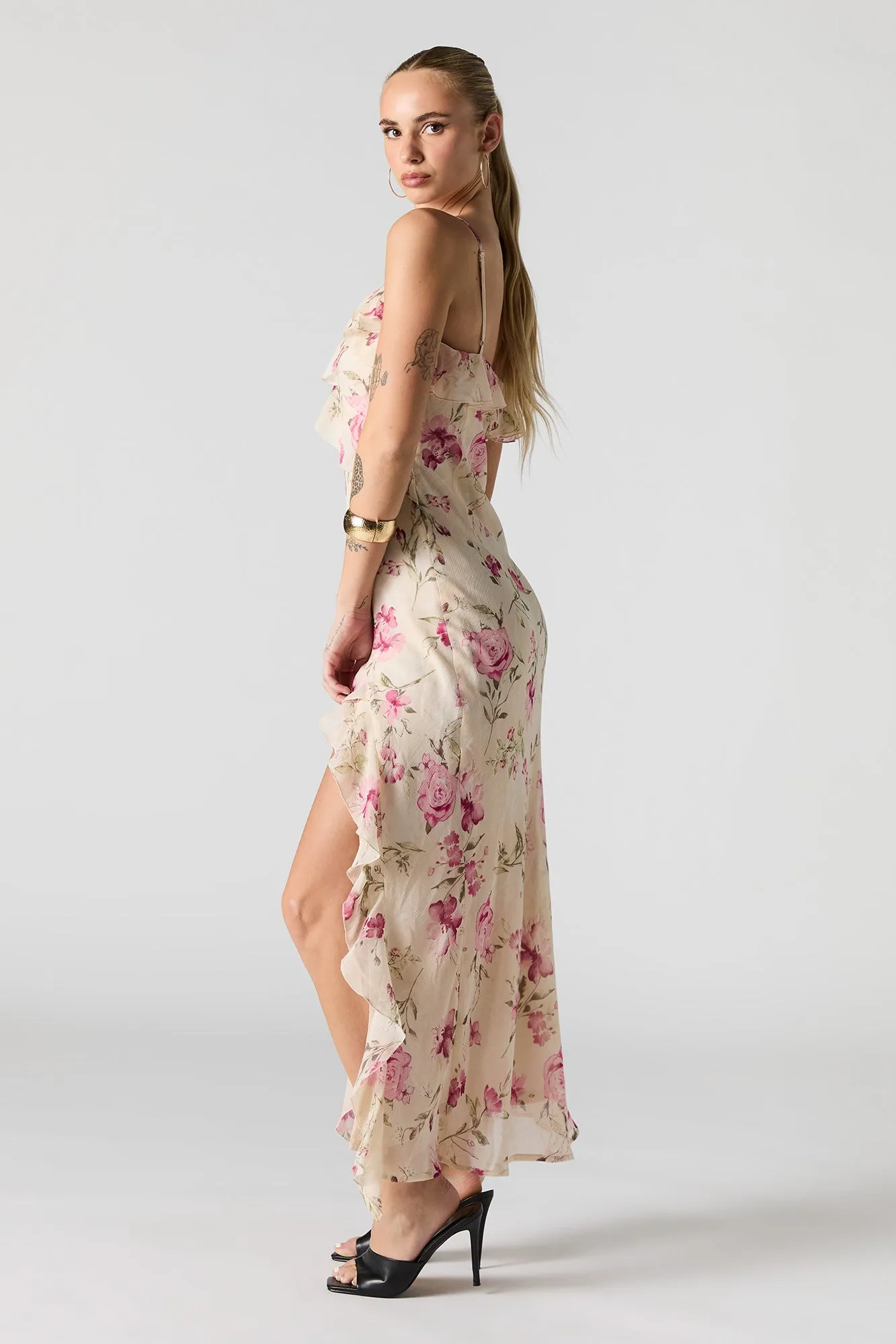 Robe maxi volantée en chiffon avec fente sold by Urban Planet product image thumbnail 2