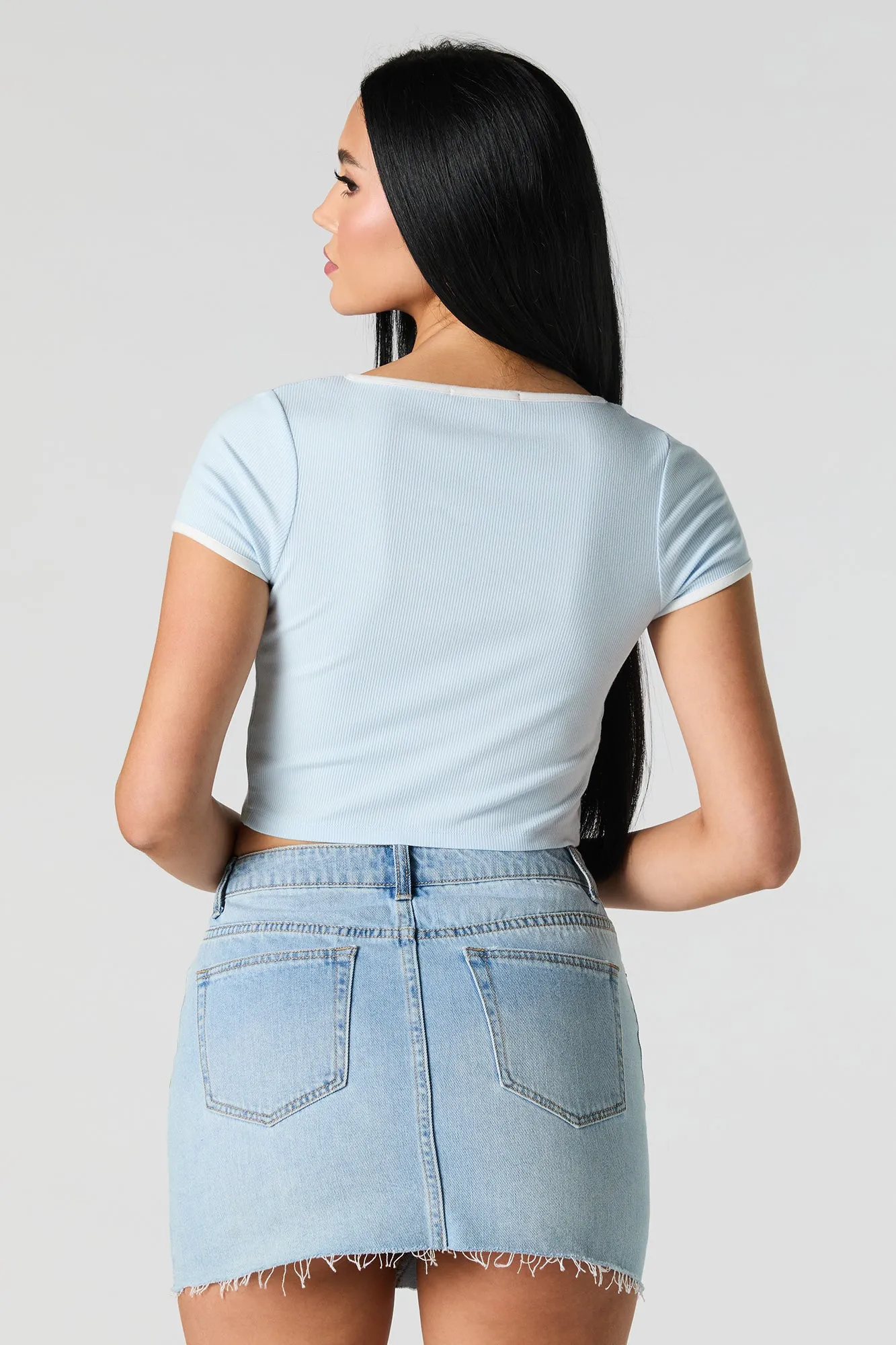 Ribbed Tie Front Crop Top sold by Urban Planet product image thumbnail 2