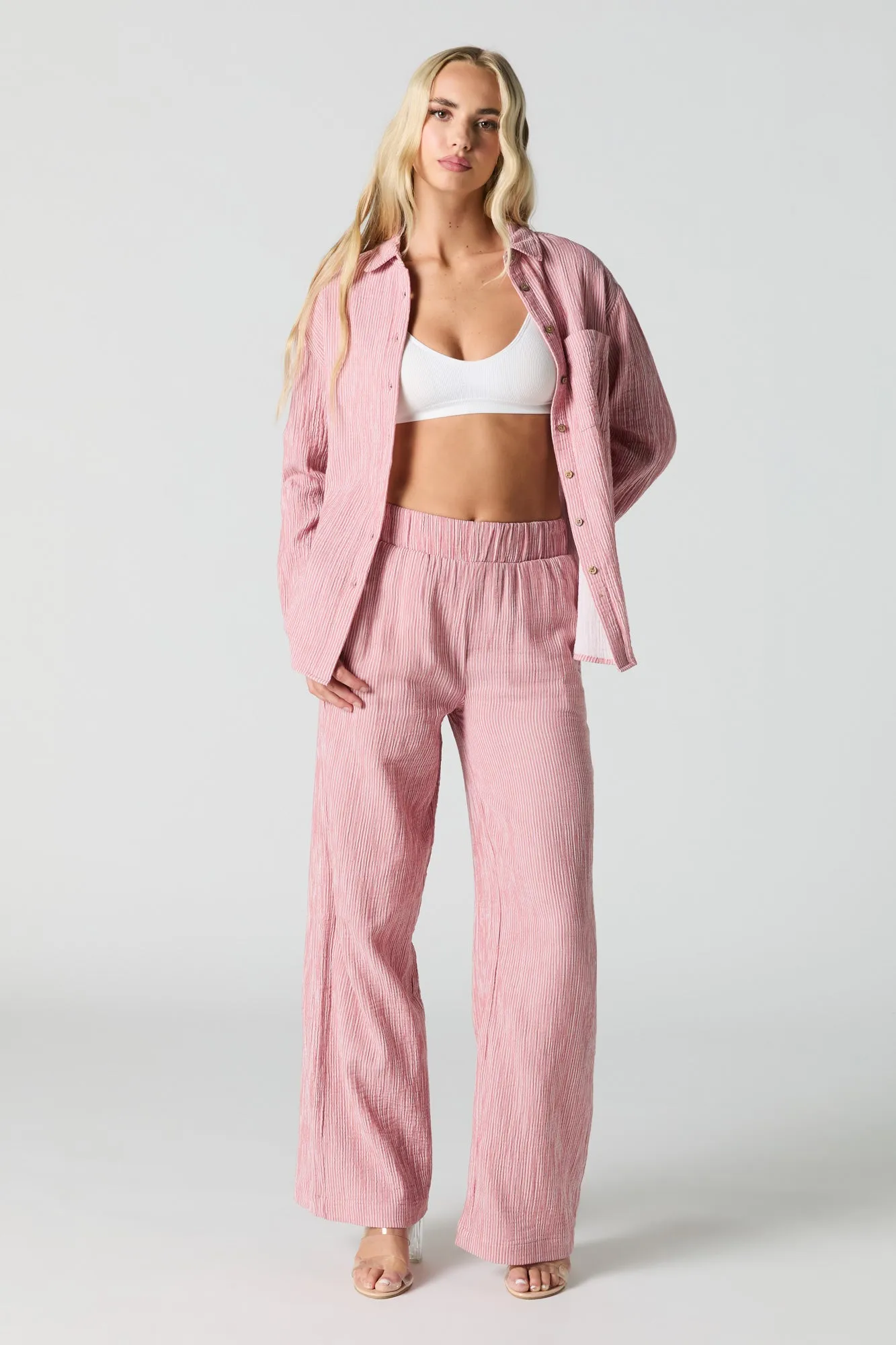 Crinkled Button-Up Top sold by Urban Planet product image thumbnail 3