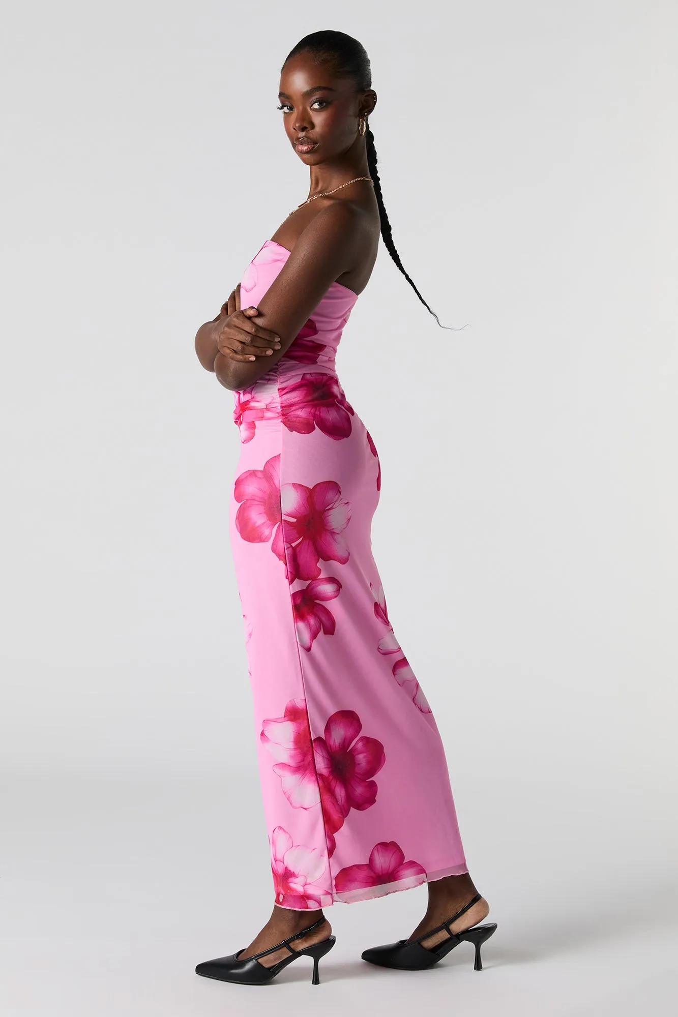 Mesh Ruched Strapless Maxi Dress sold by Urban Planet product image thumbnail 2