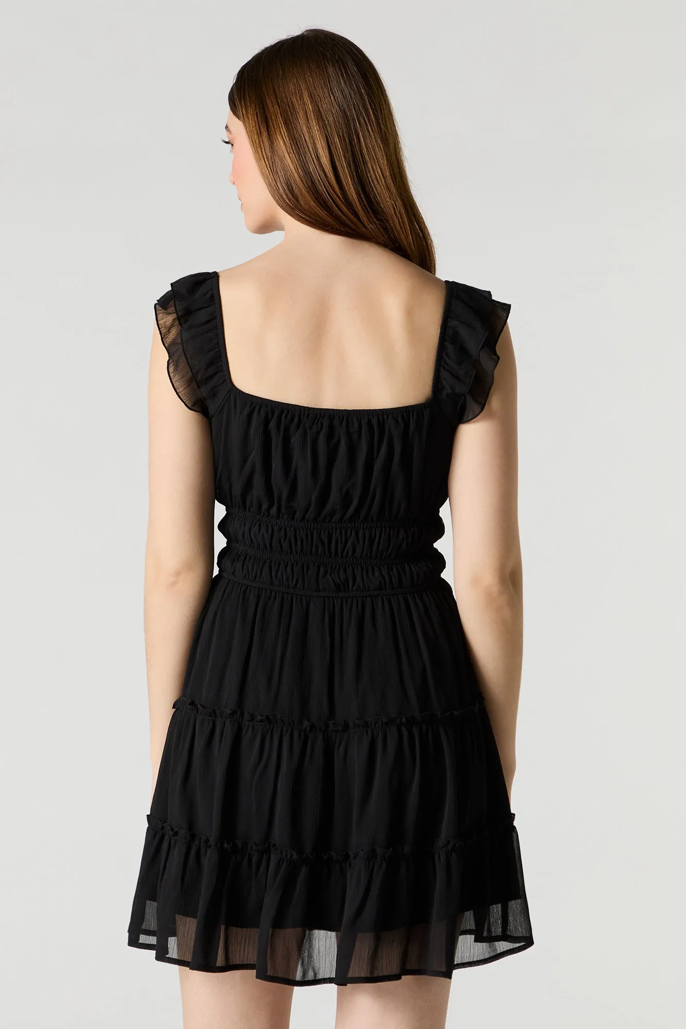 Chiffon Tiered Flutter Sleeve Mini Dress sold by Urban Planet product image thumbnail 5
