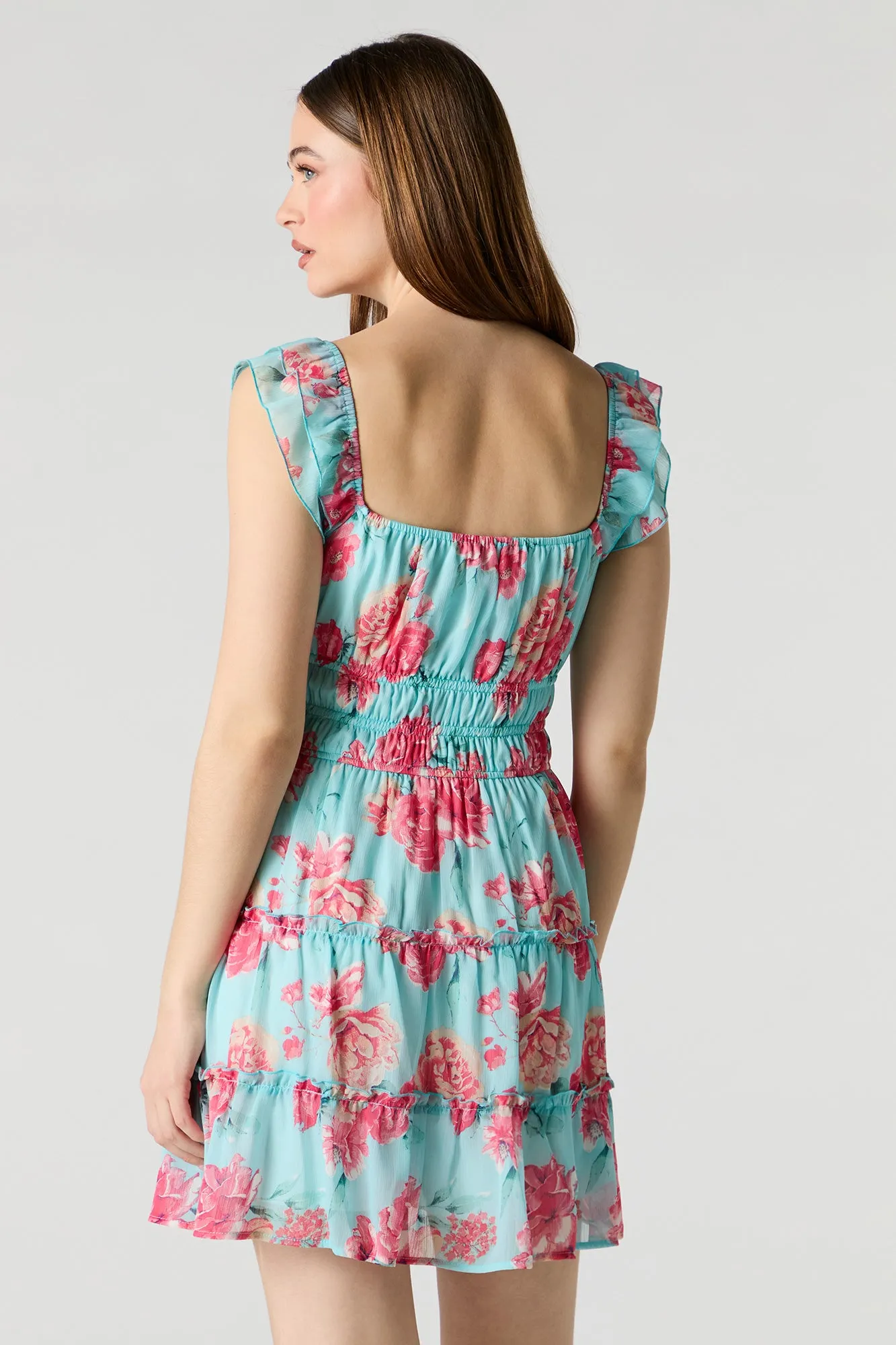 Chiffon Tiered Flutter Sleeve Mini Dress sold by Urban Planet product image thumbnail 2