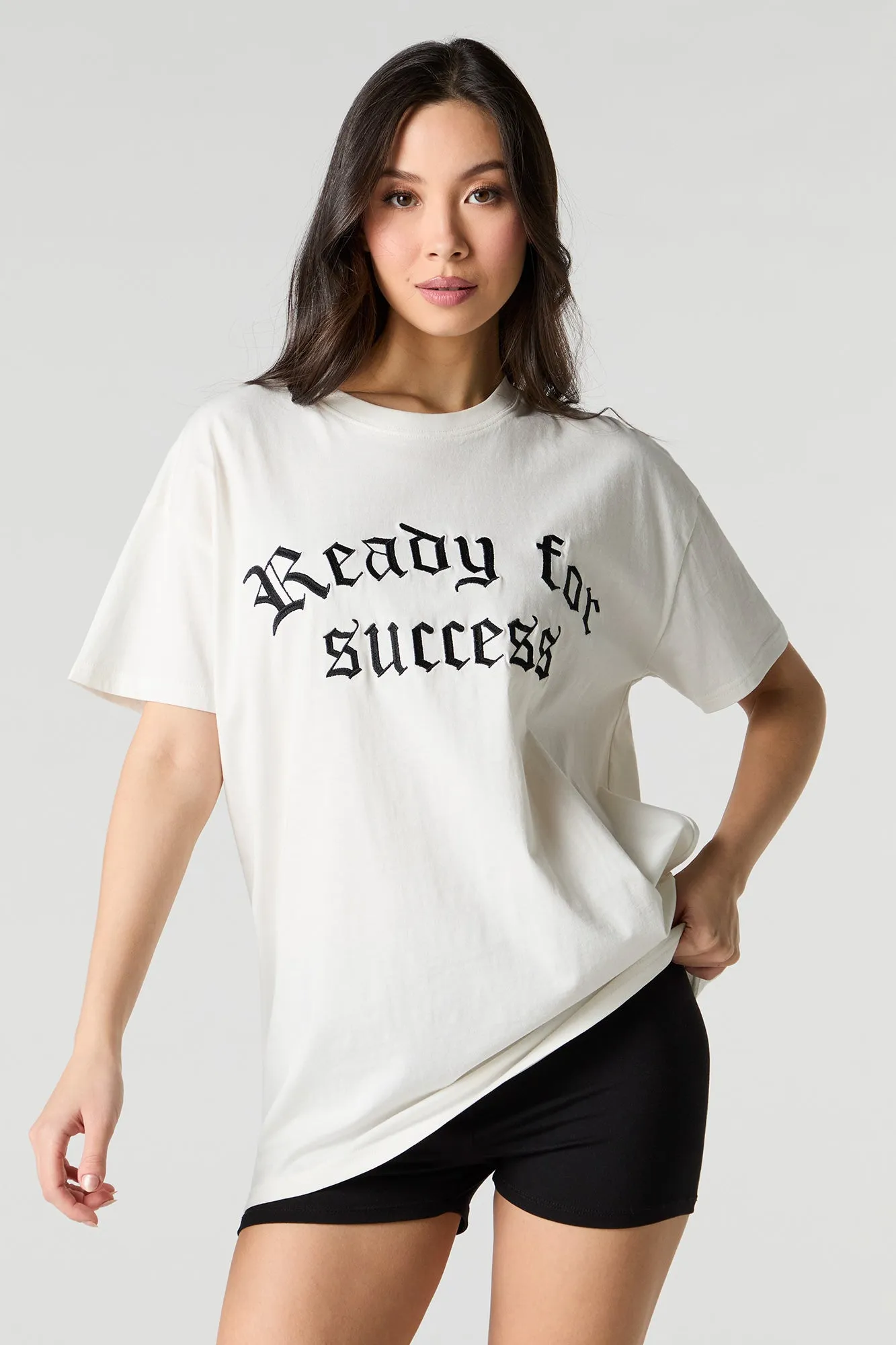 Ready for Success Embroidered Oversized T-Shirt sold by Urban Planet