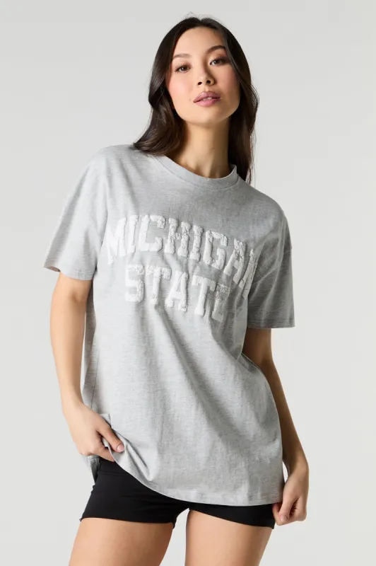 Michigan State Puff Print Oversized T-Shirt sold by Urban Planet