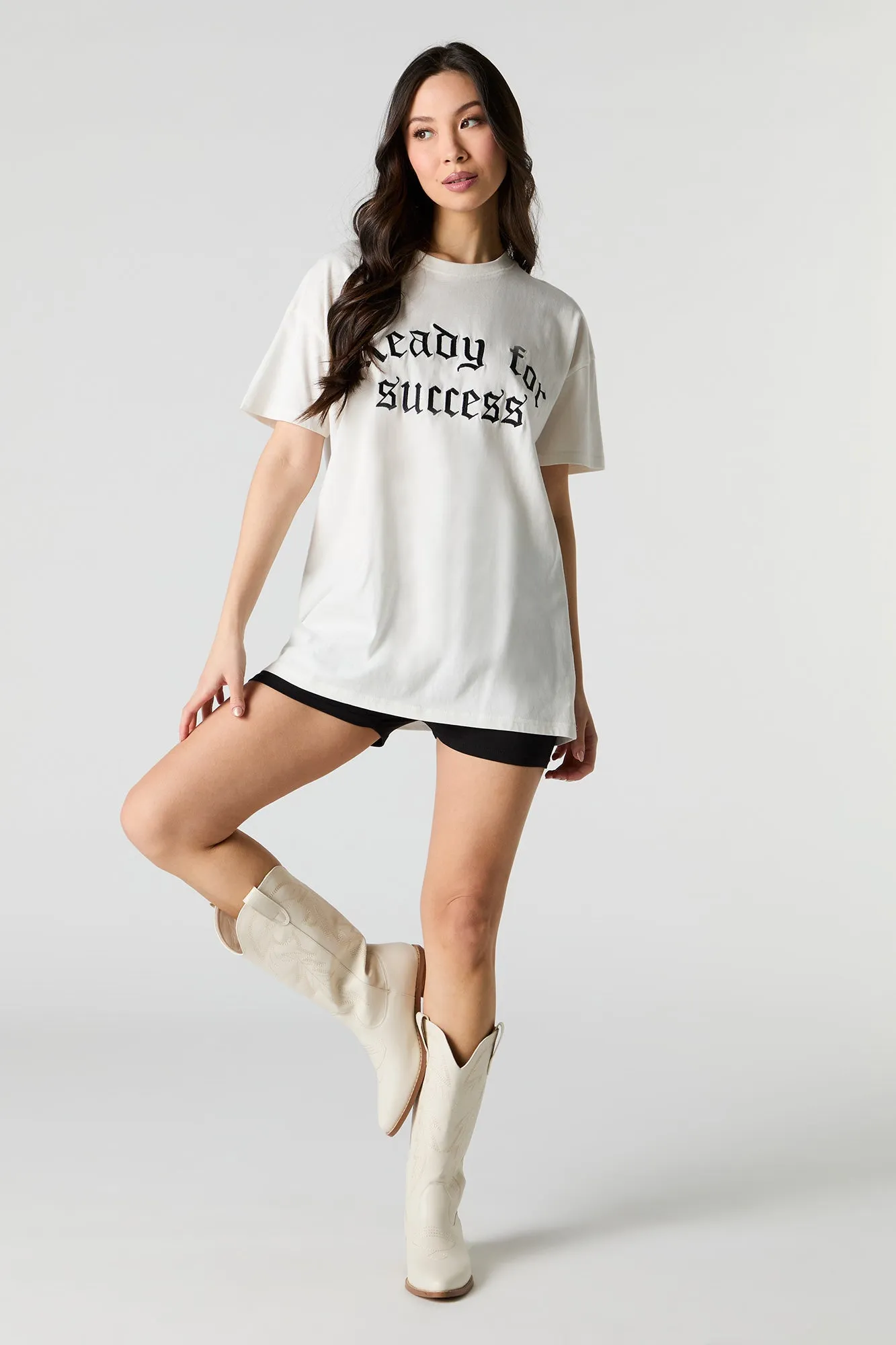 T-shirt surdimensionné avec motif brodé Ready for Success sold by Urban Planet product image thumbnail 3