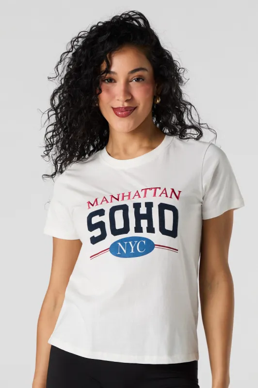 Manhattan Embroidered T-Shirt sold by Urban Planet