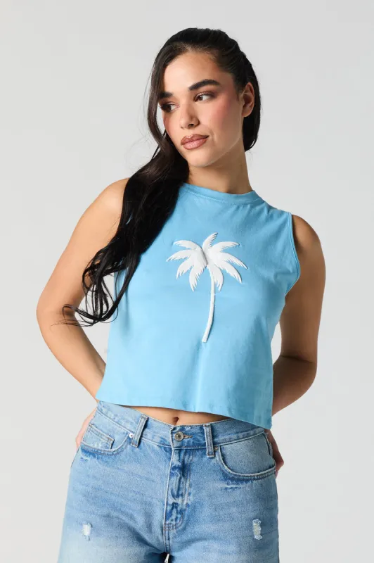 Palm Tree Puff Print Relaxed Tank sold by Urban Planet