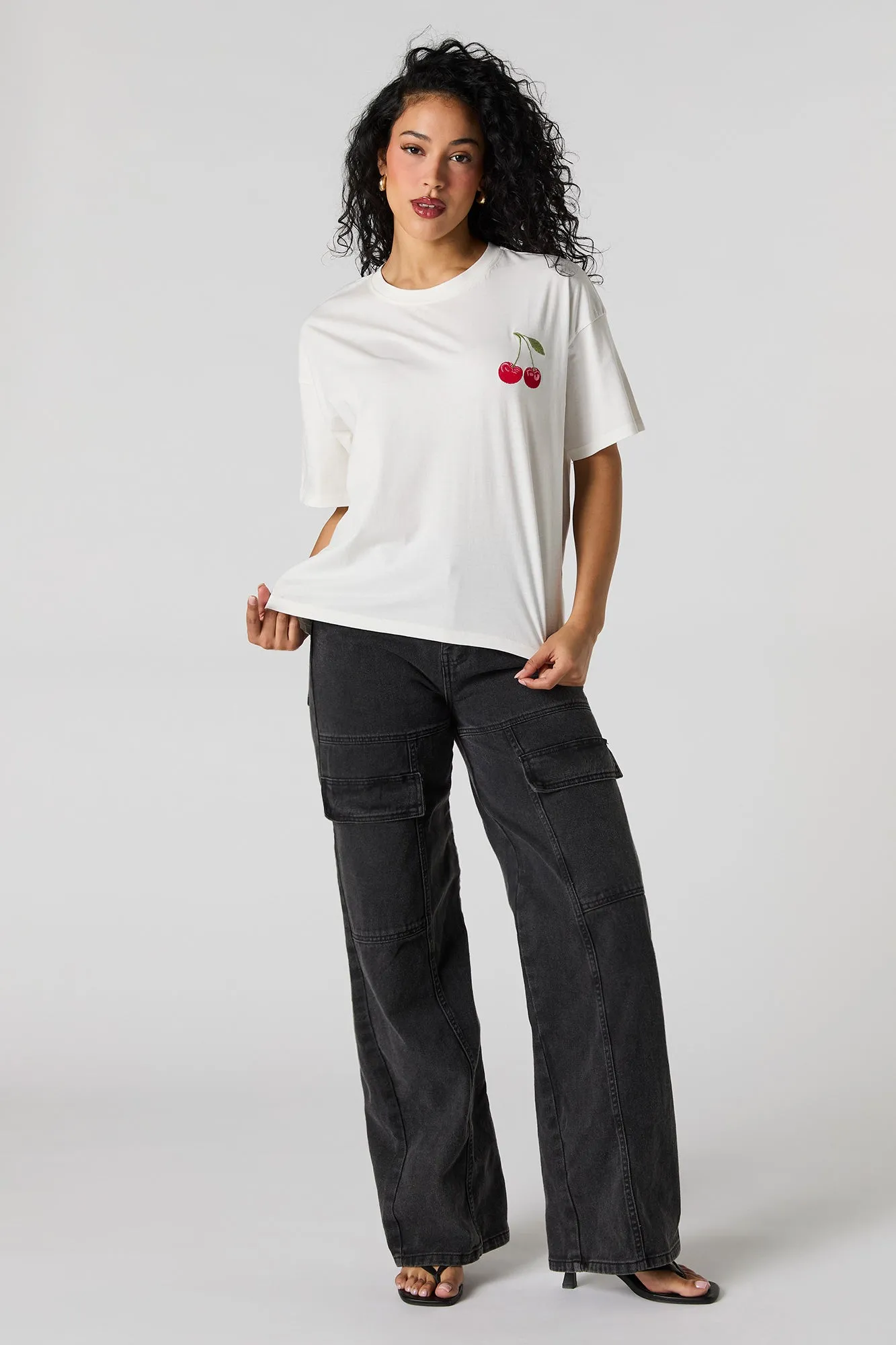 Cherry Embroidered T-Shirt sold by Urban Planet product image thumbnail 3