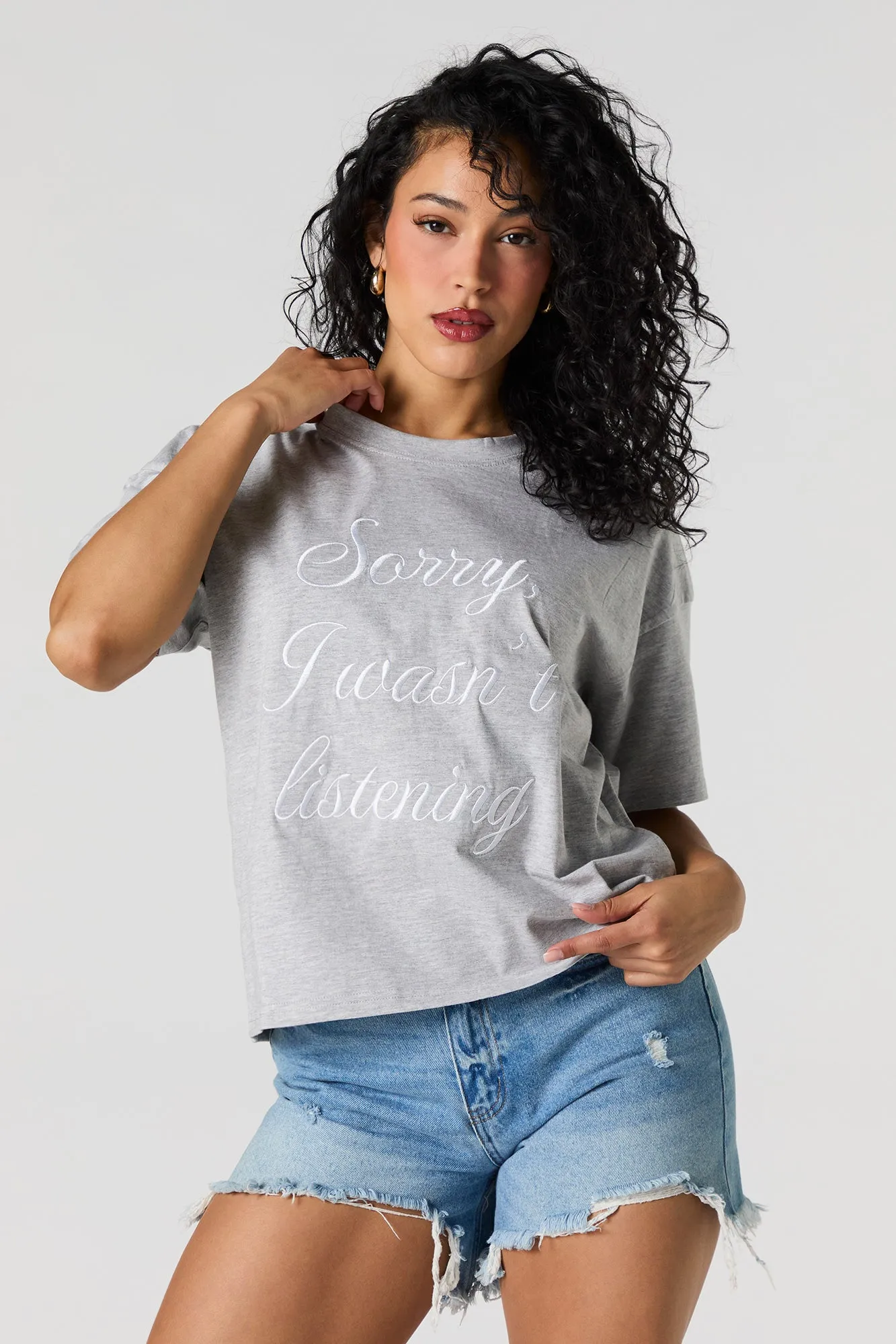 Not Listening Embroidered T-Shirt sold by Urban Planet