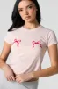 Bow Graphic Cropped T-Shirt sold by Urban Planet